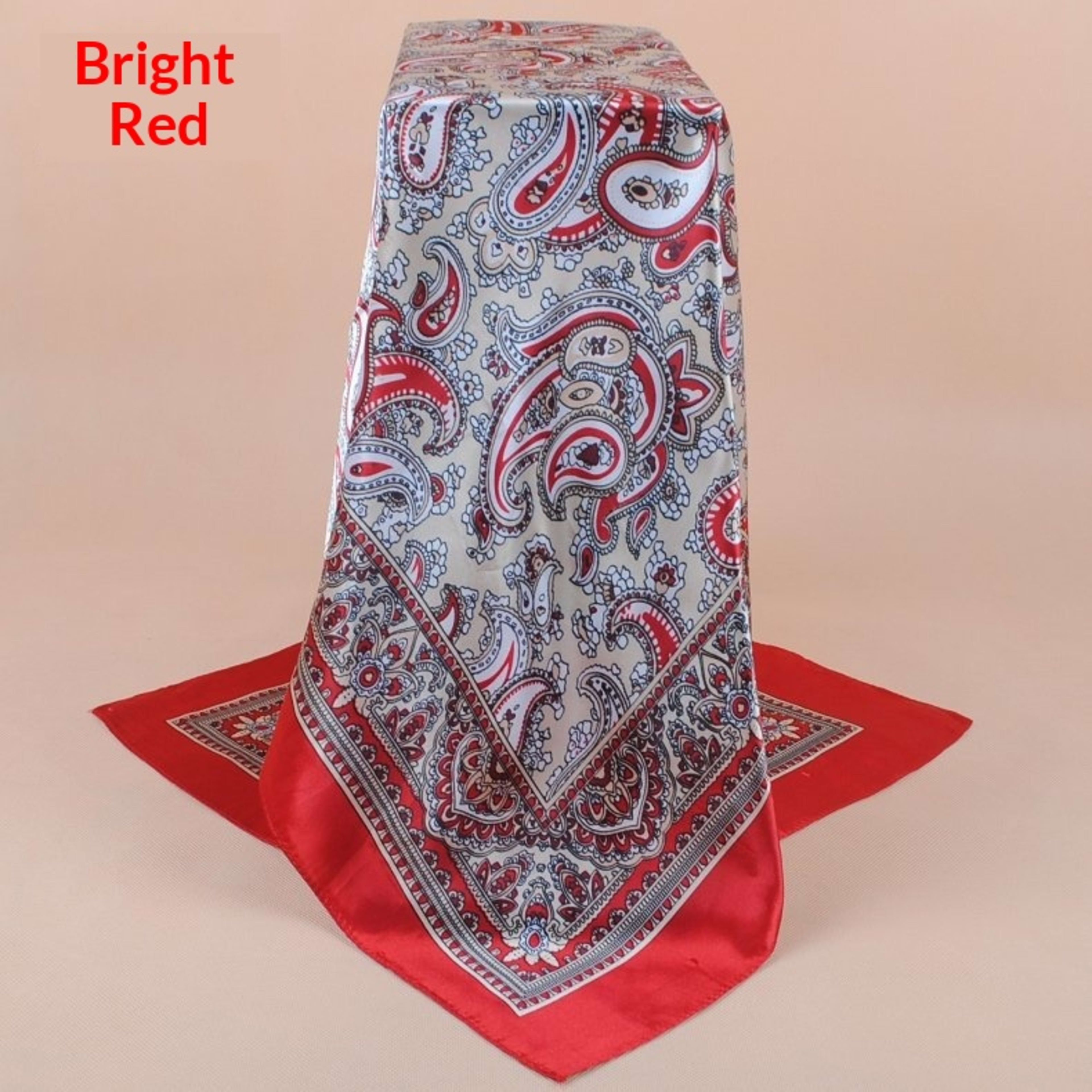 New Stylish All-Match Cashew Flower 90x90 Womens Printed Satin Square Scarf 11