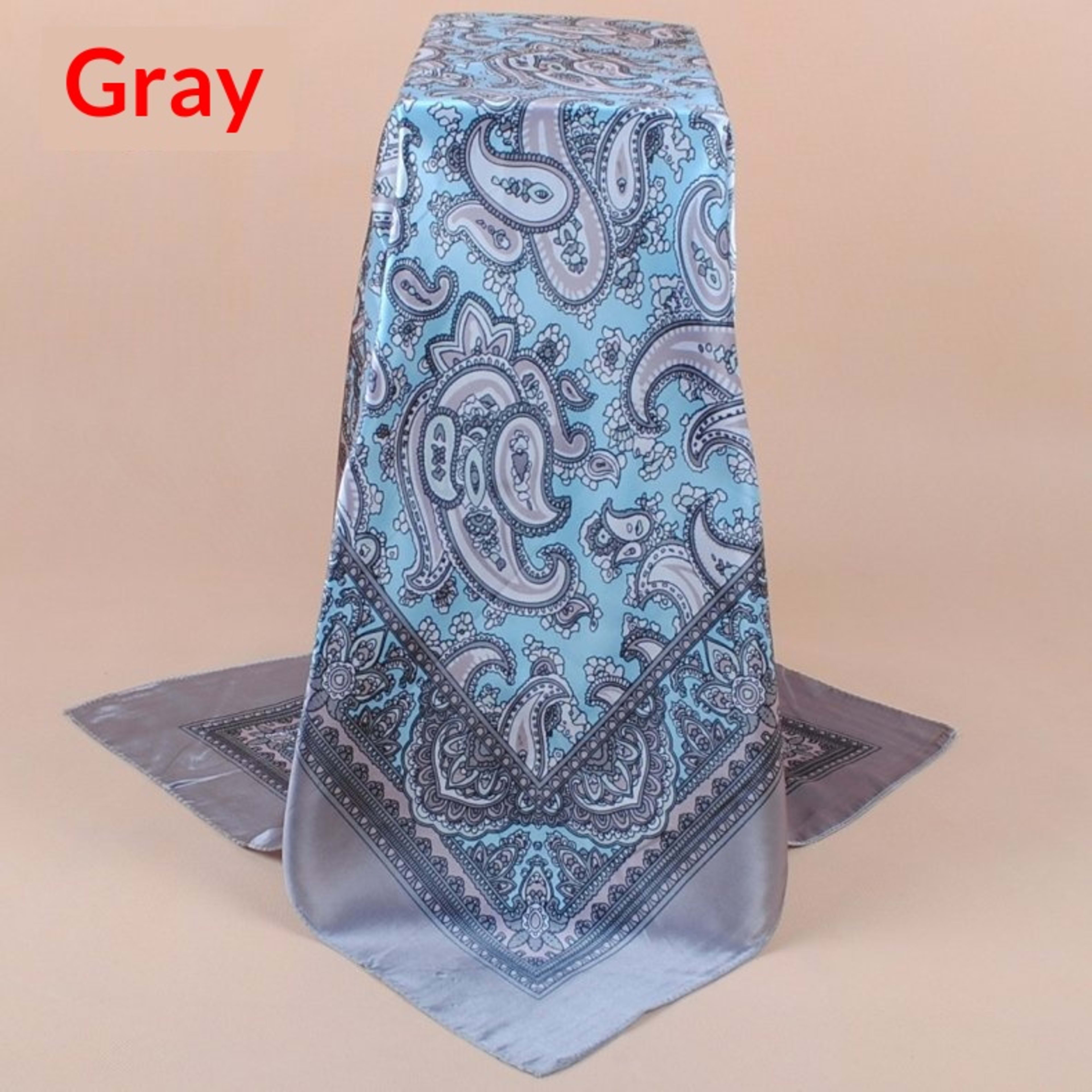 New Stylish All-Match Cashew Flower 90x90 Womens Printed Satin Square Scarf