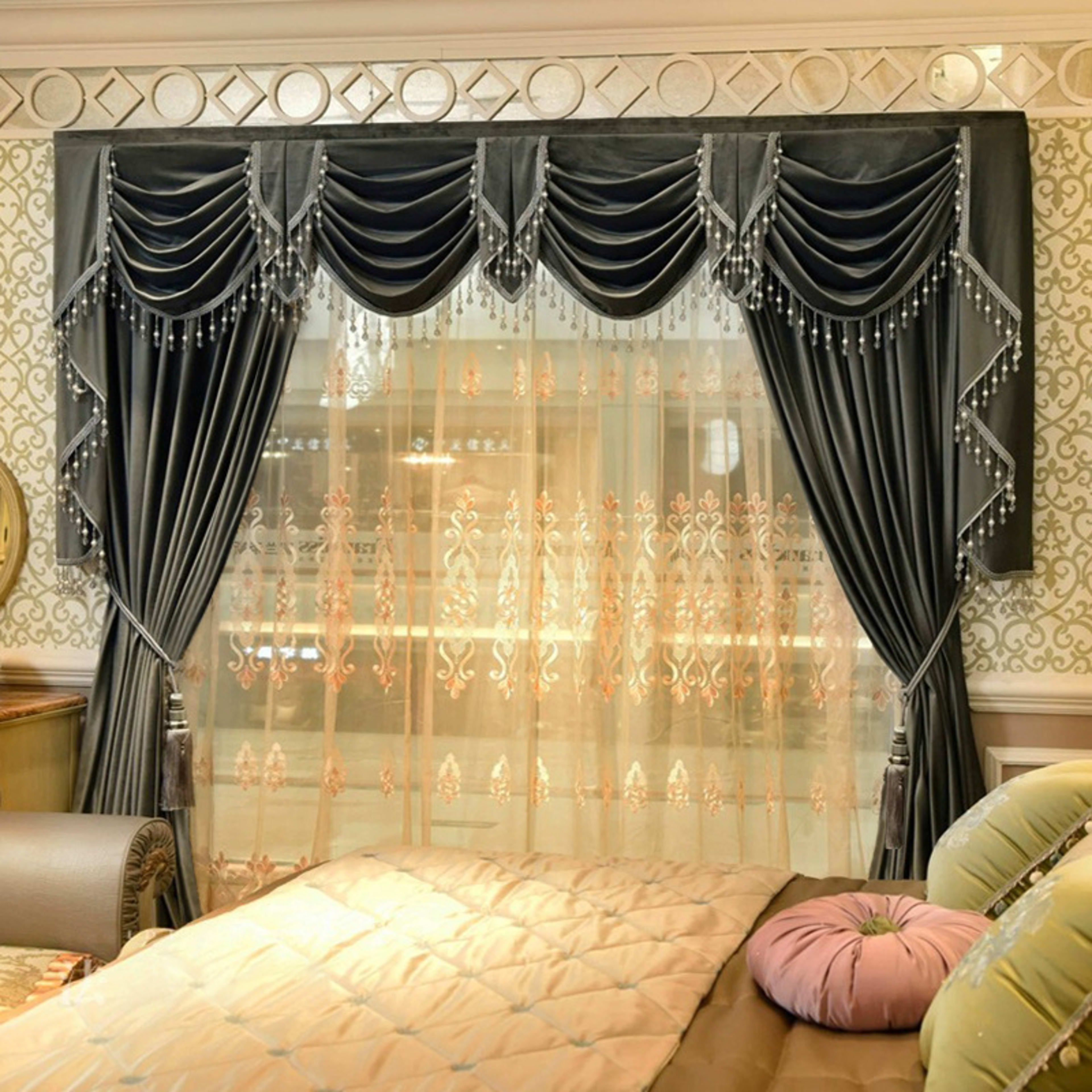Solid-color Velvet Finished Blackout Curtains Living Room Shades 2