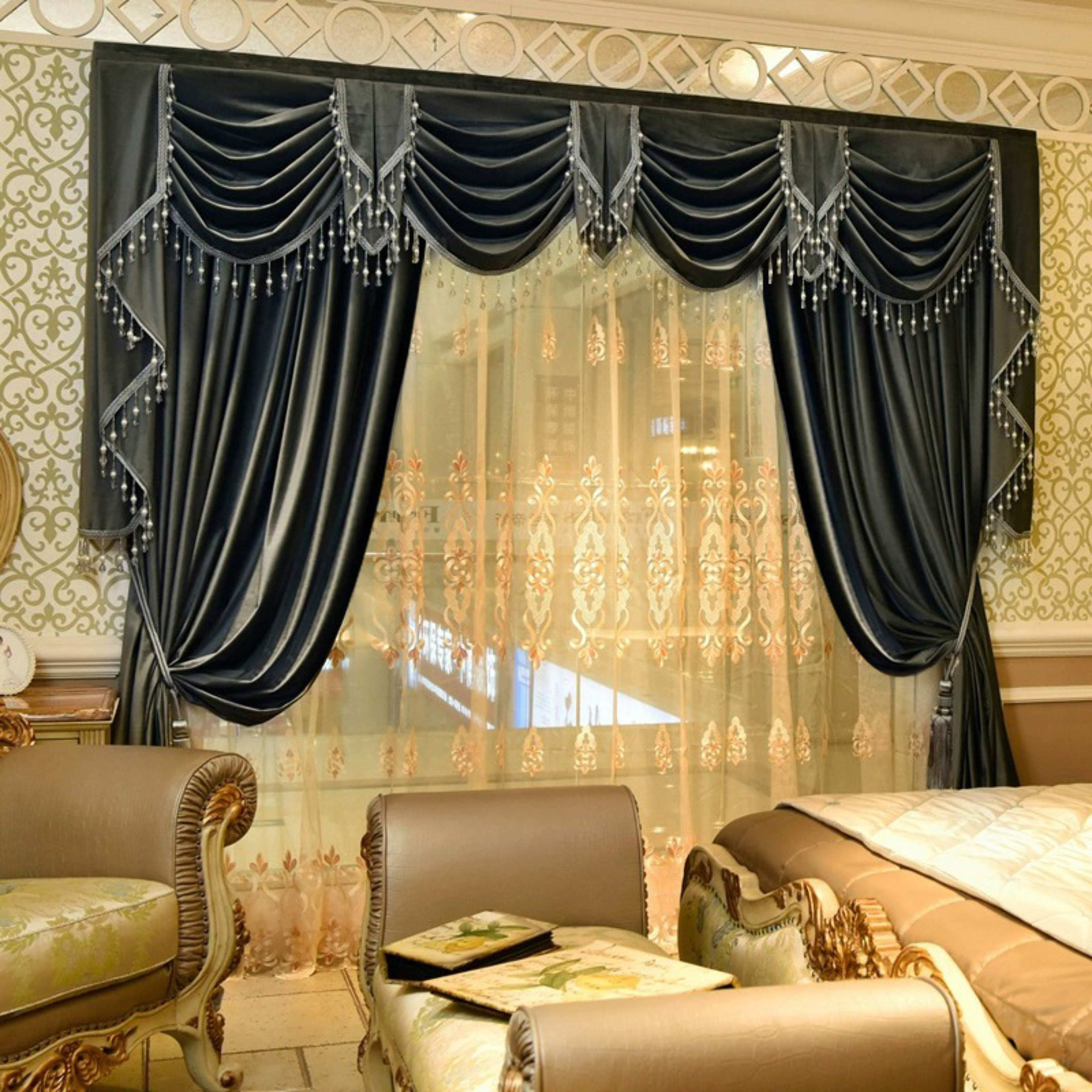 Solid-color Velvet Finished Blackout Curtains Living Room Shades 5