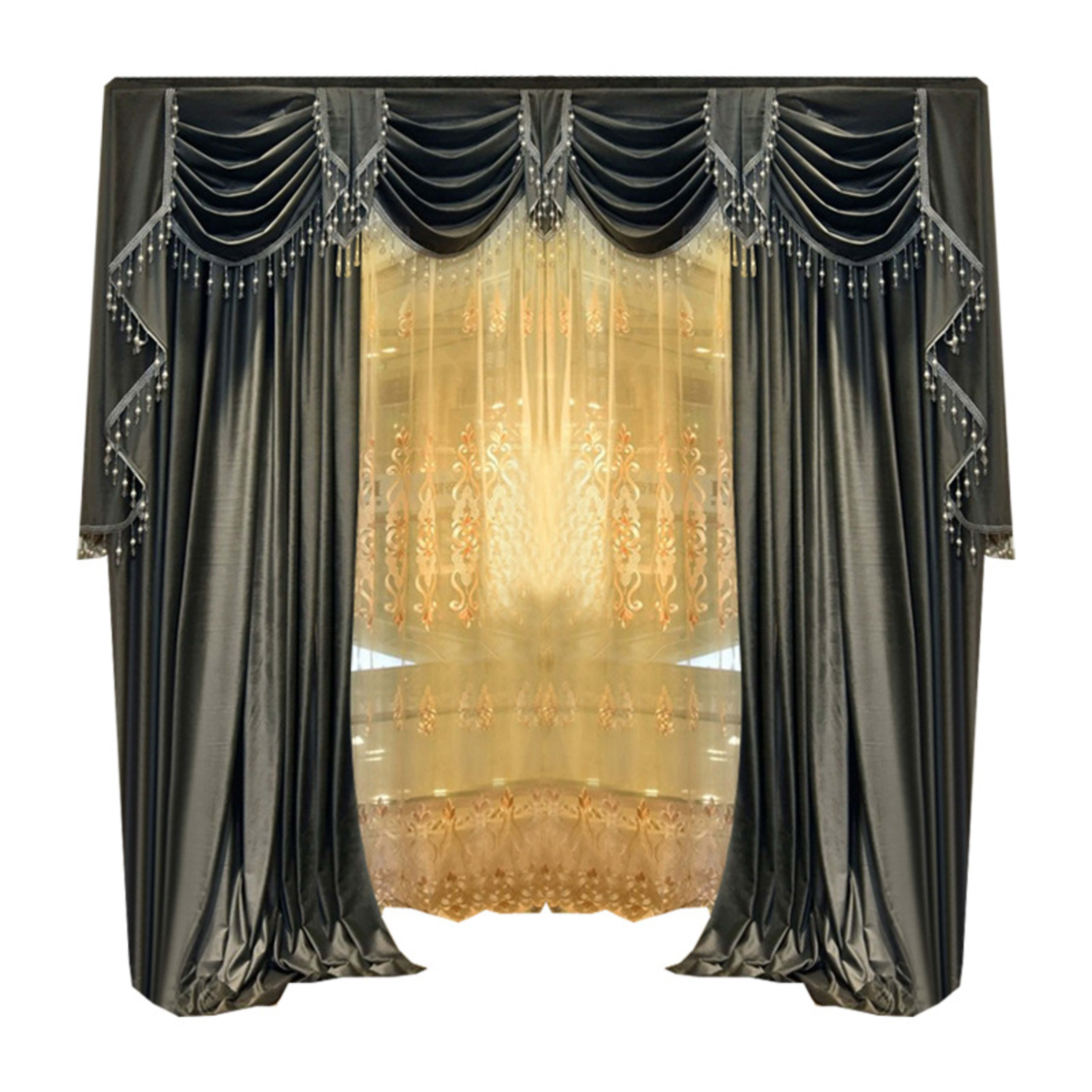 Solid-color Velvet Finished Blackout Curtains Living Room Shades 3
