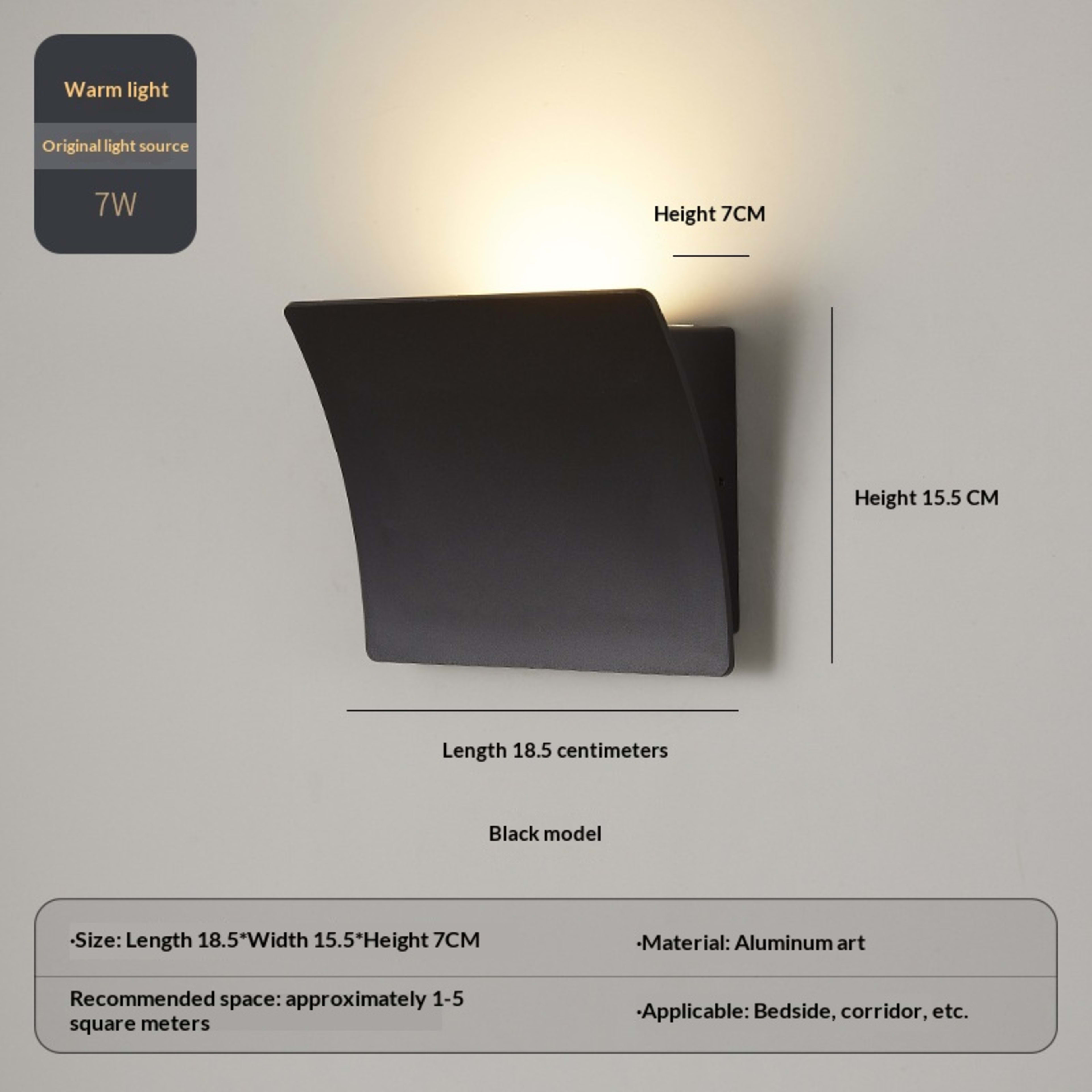 Bedside Wall Lamp Square Corridoraisle Light Outdoor Courtyard Waterproof Wall Lamp 6