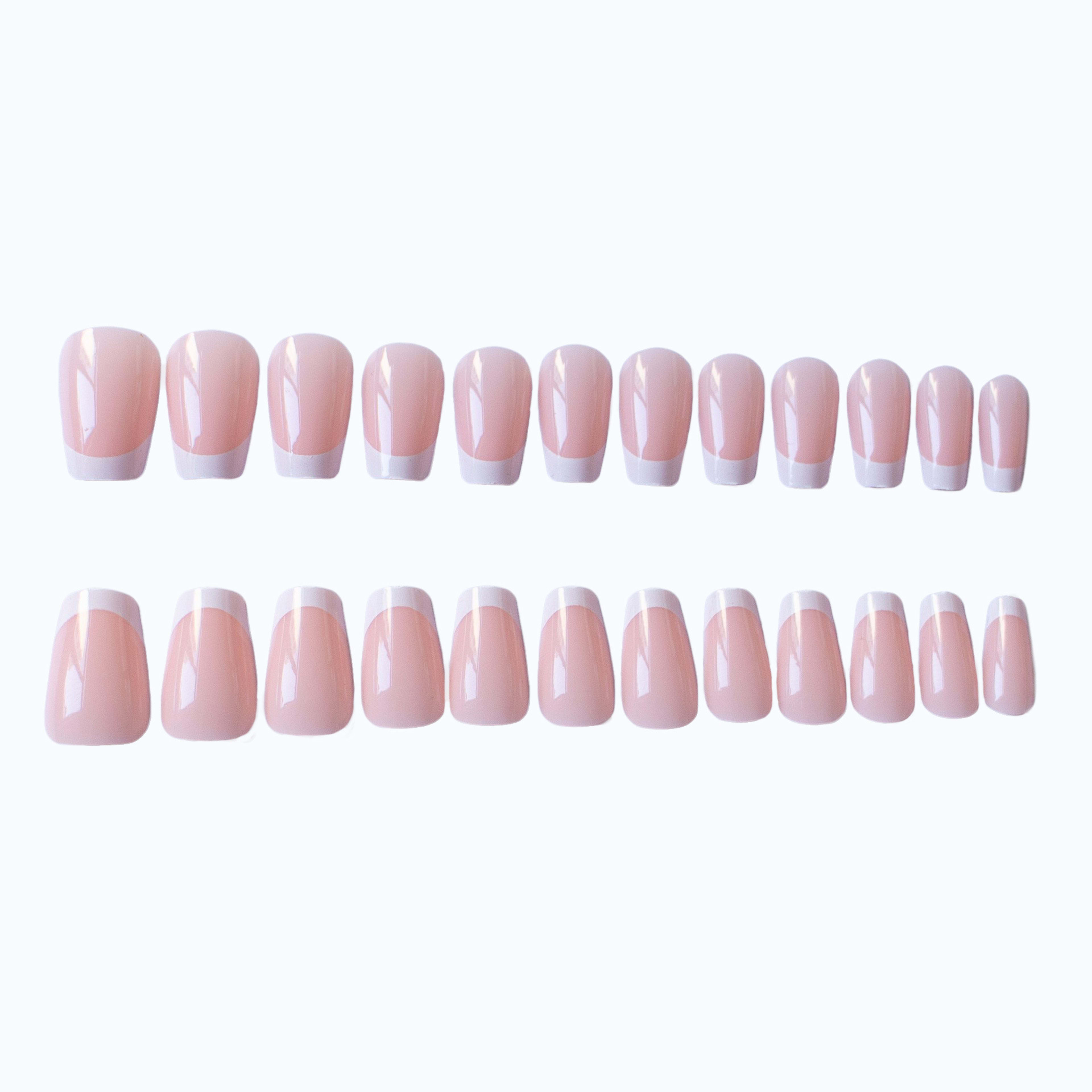 Short T-shaped White-edge French Manicure
