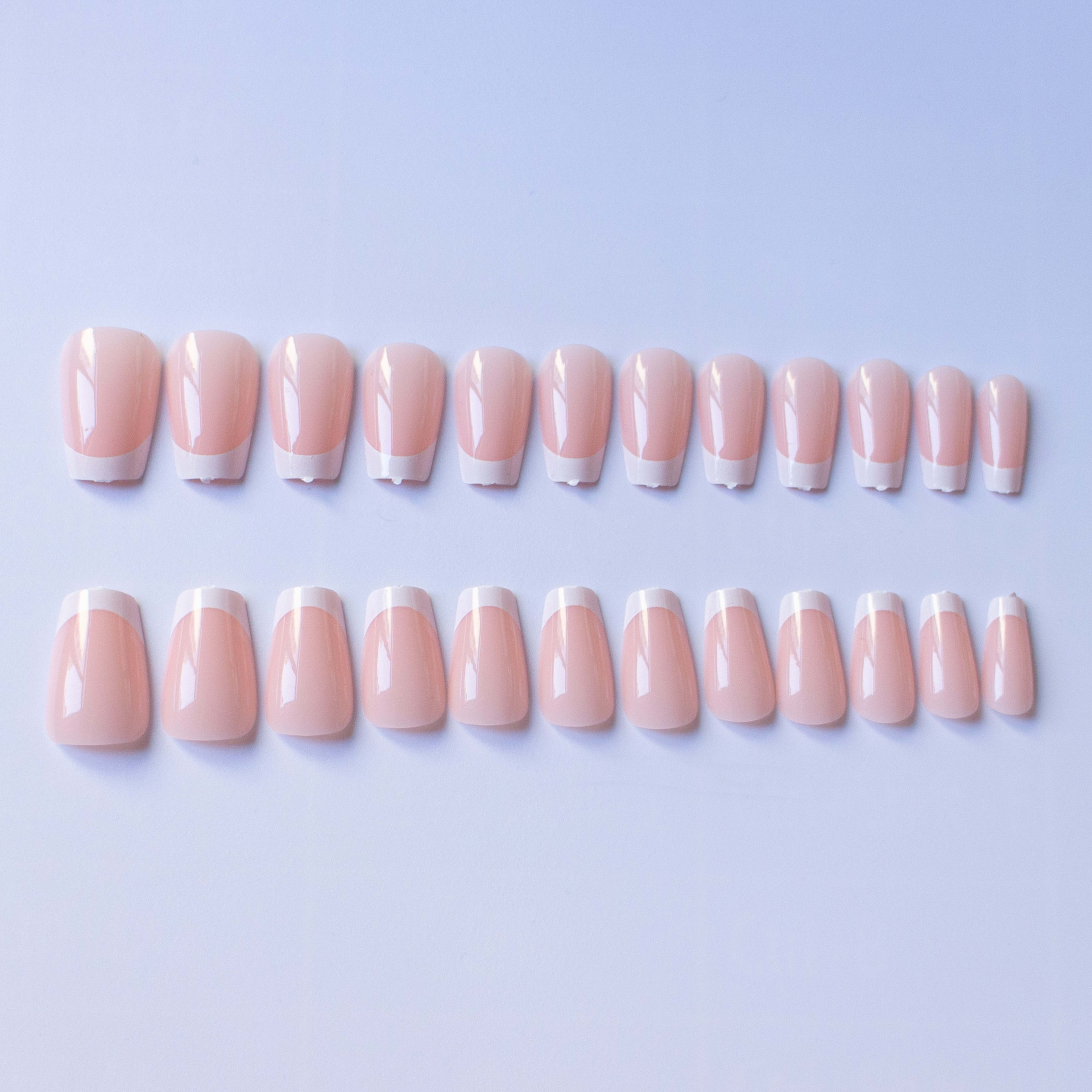 Short T-shaped White-edge French Manicure 2