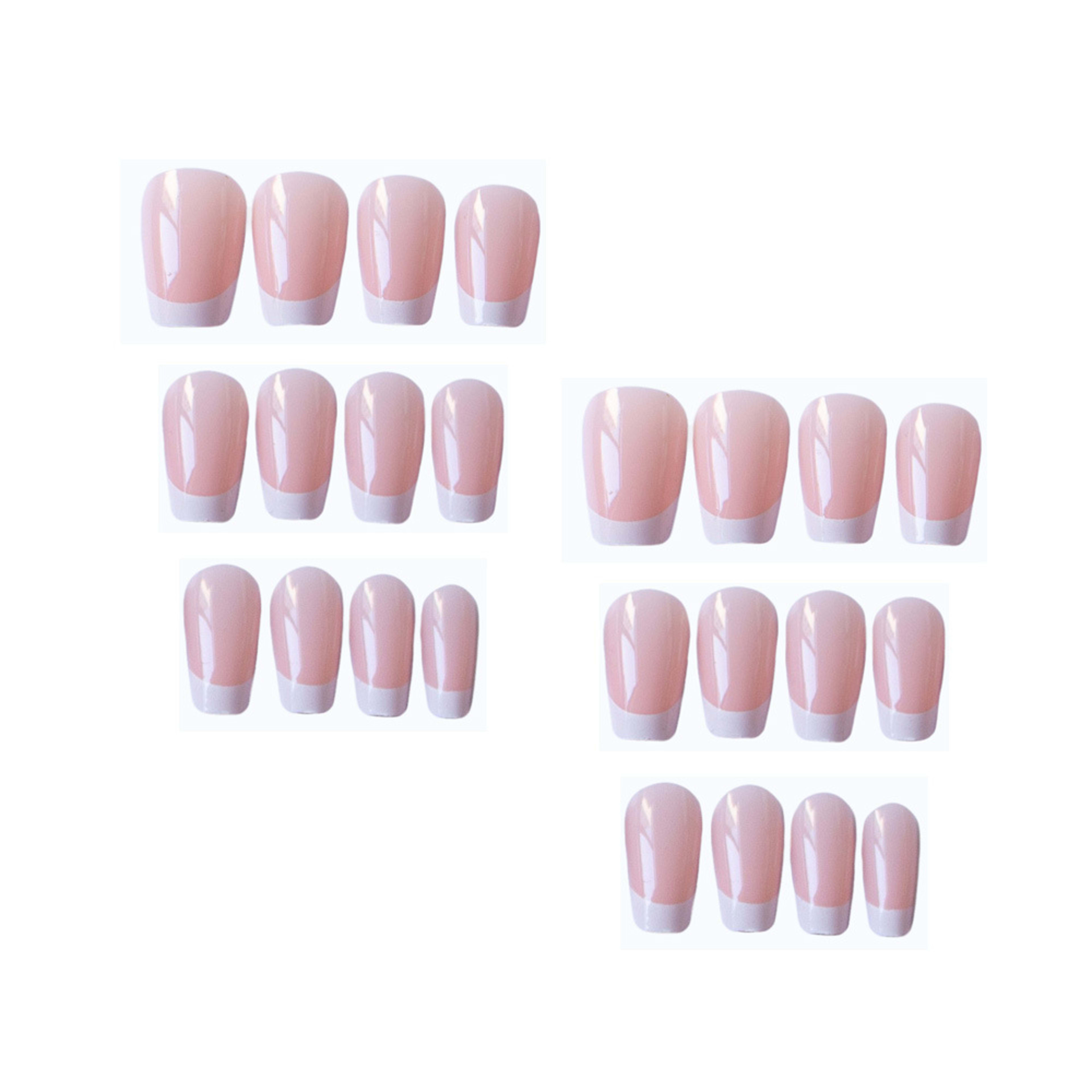 Short T-shaped White-edge French Manicure 4