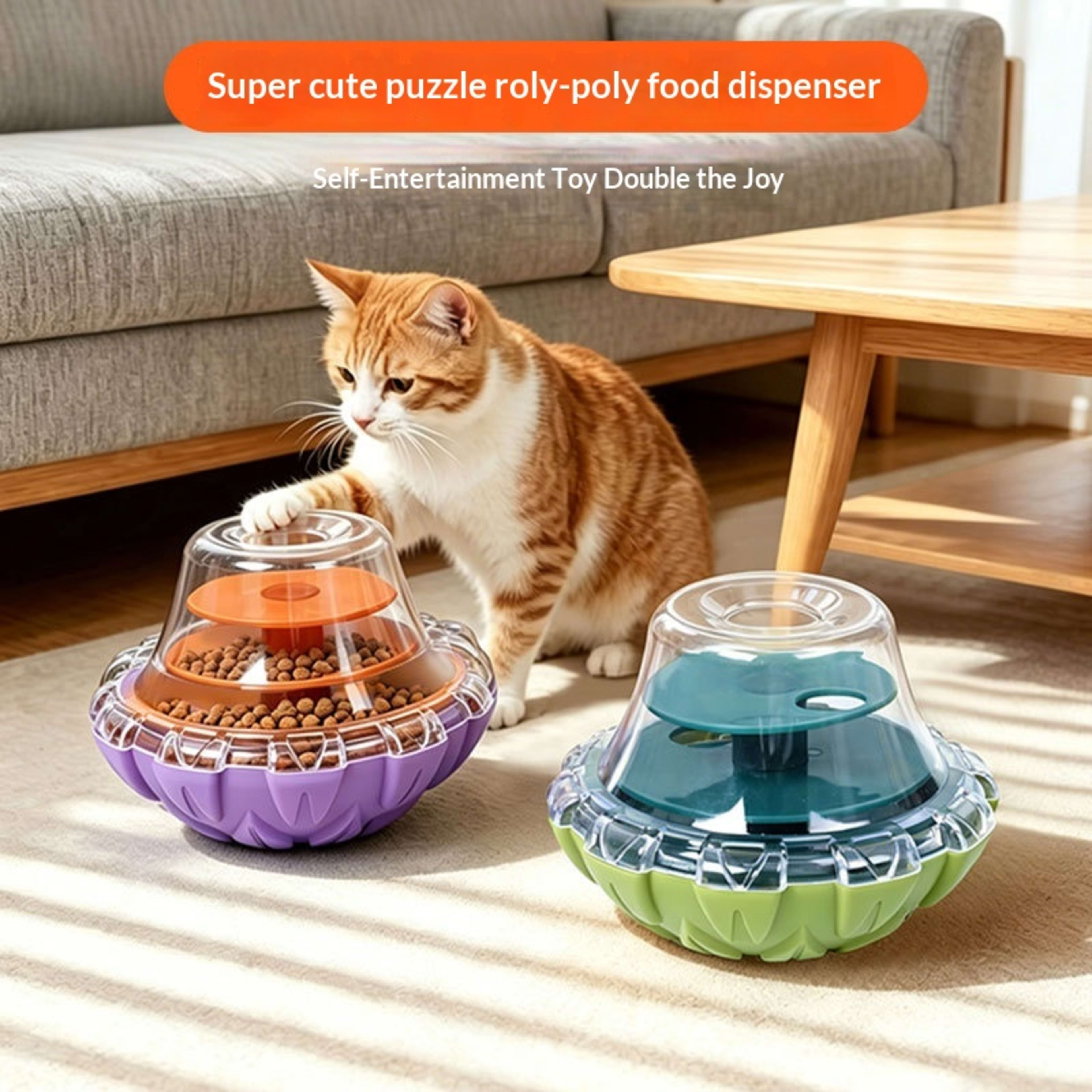Cat Stress-relief Toy Roly-poly Food Dispenser 7