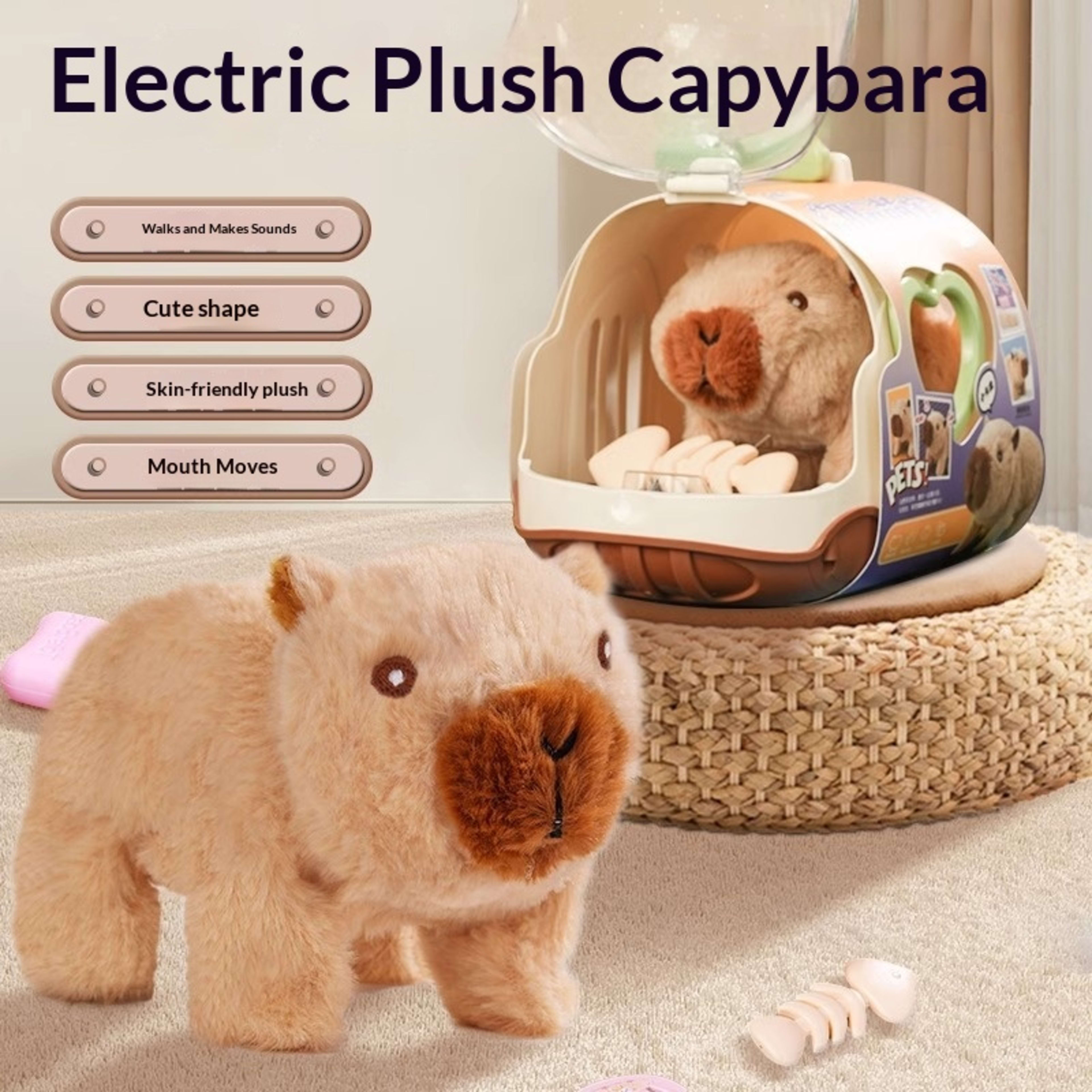 Childrens Electric Capybara Doll Toy Walking And Talking Plush Toy 3