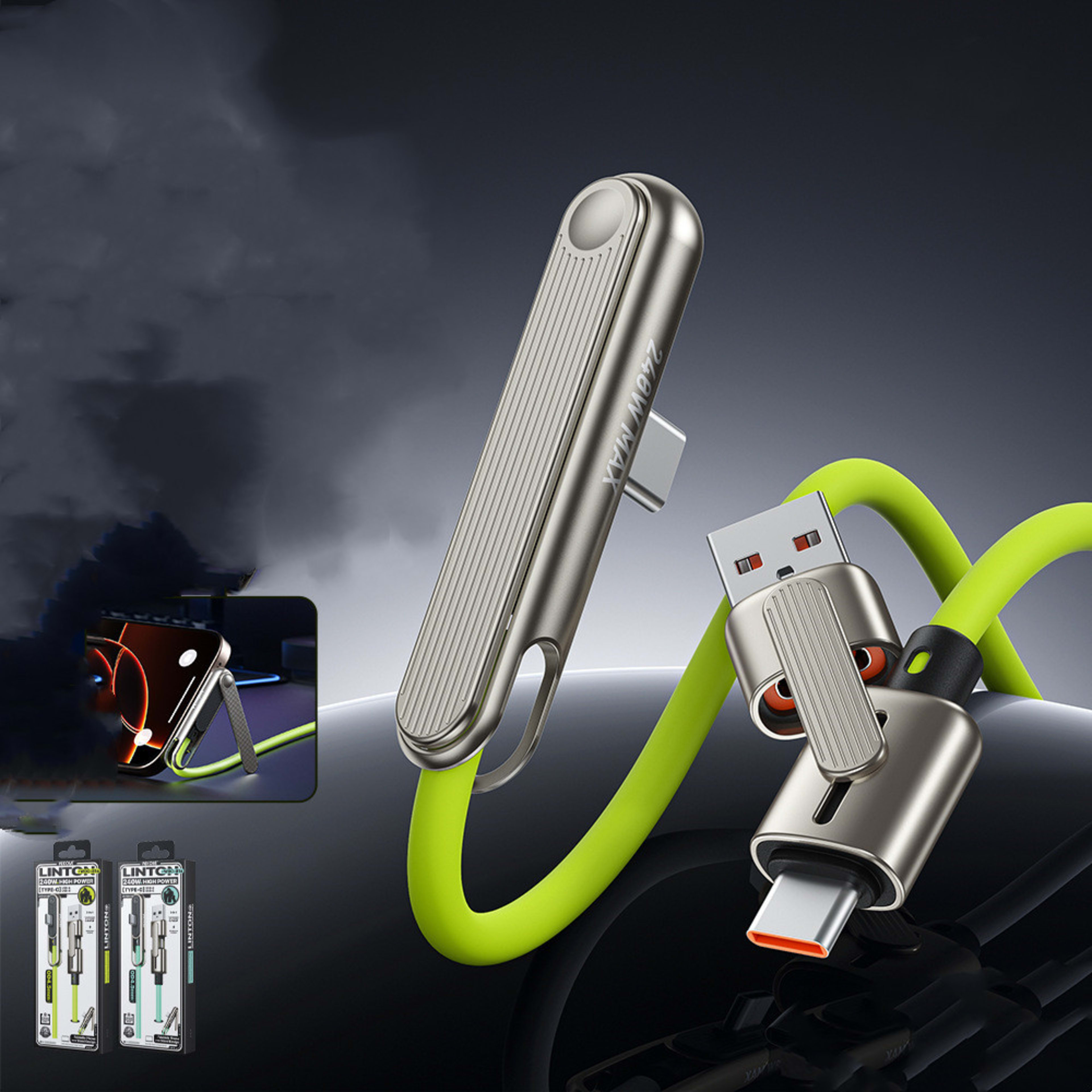 WELCOME 240W Phone Data Cable Type-C Charging Cable 4