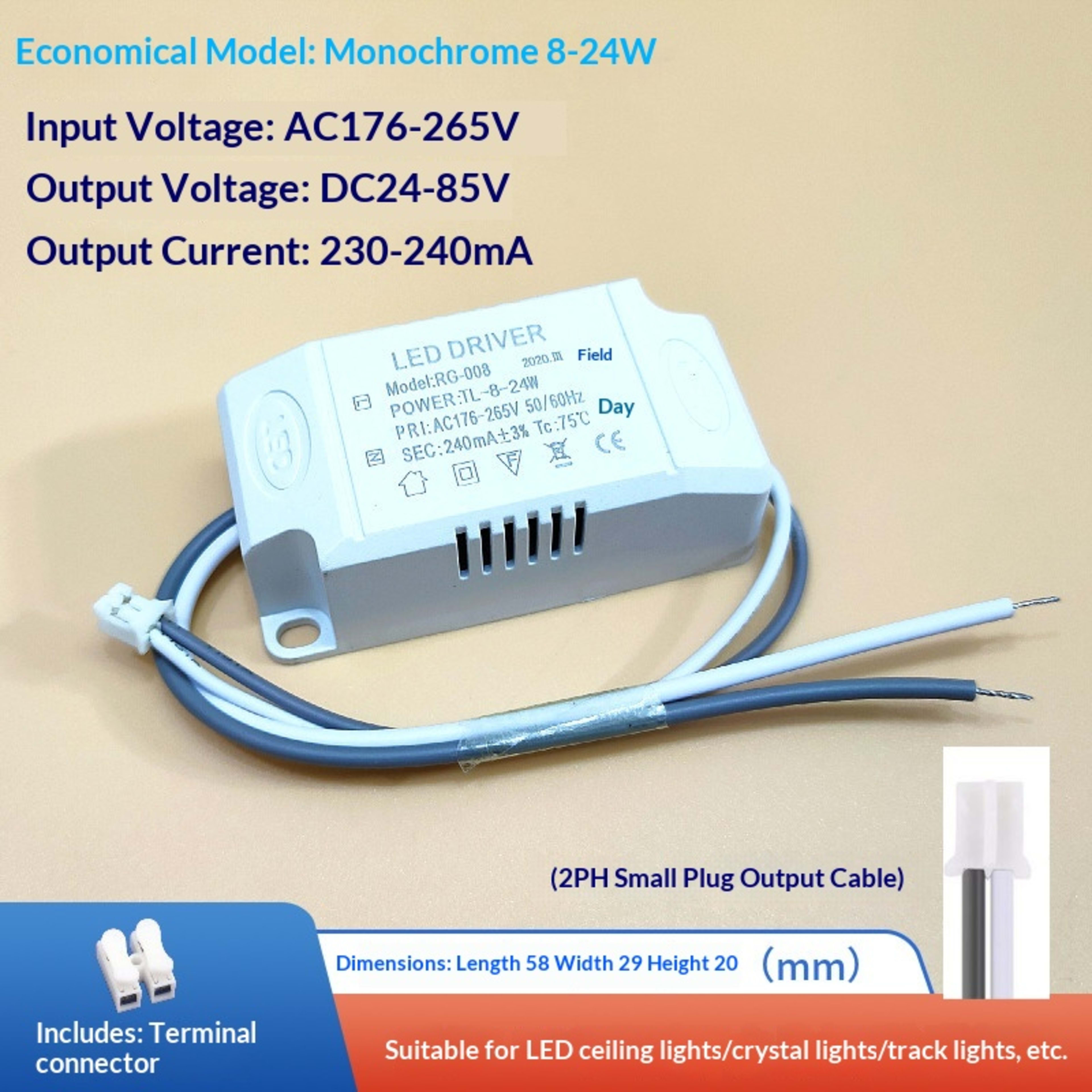 LED Segmented Tri-color Dimmable Crystal Lamp, Constant Current Transformer Lamp Accessories, Rectifier.