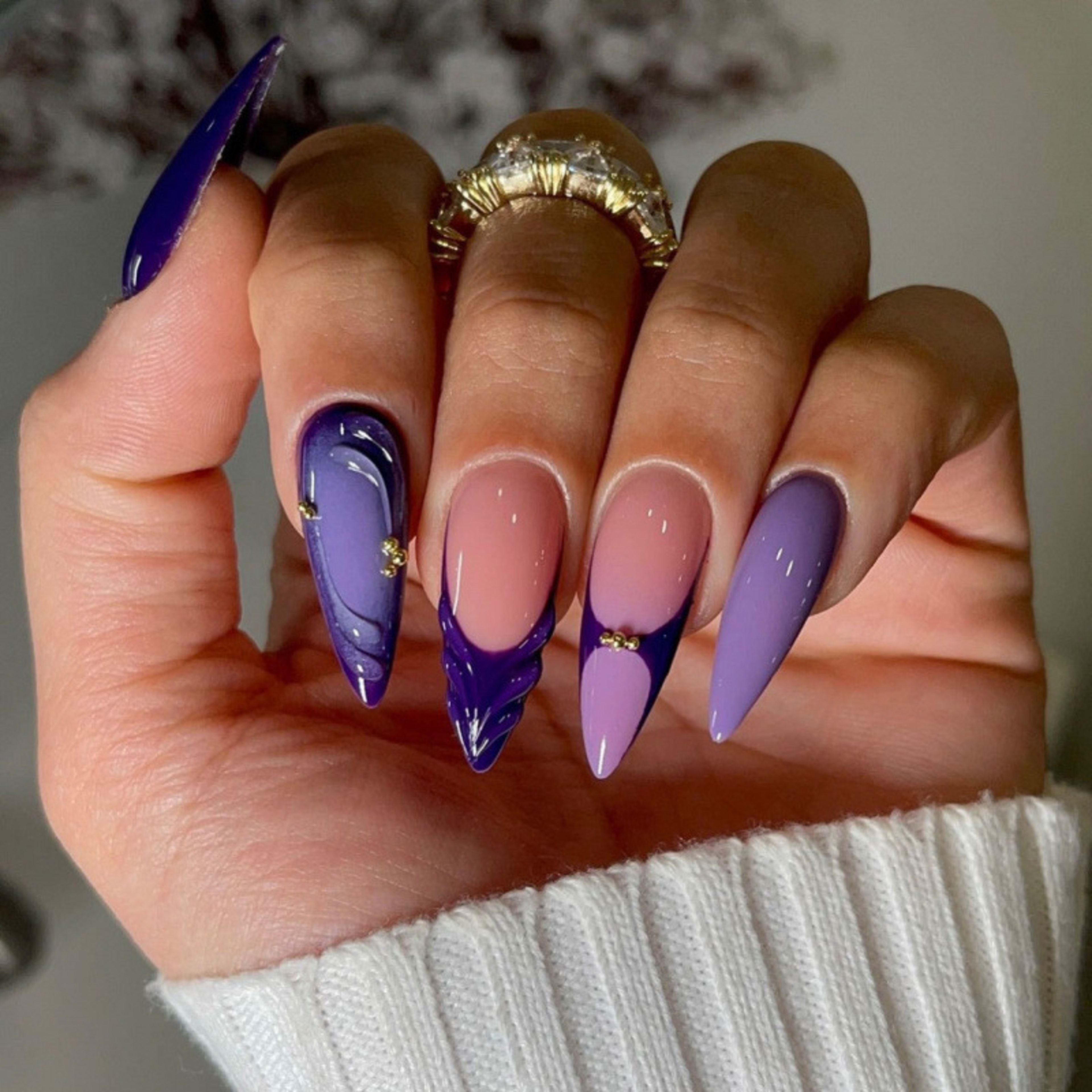 French-style 3D Drip-gel Artificial Nails Nail Tips With Adhesive Backing 3