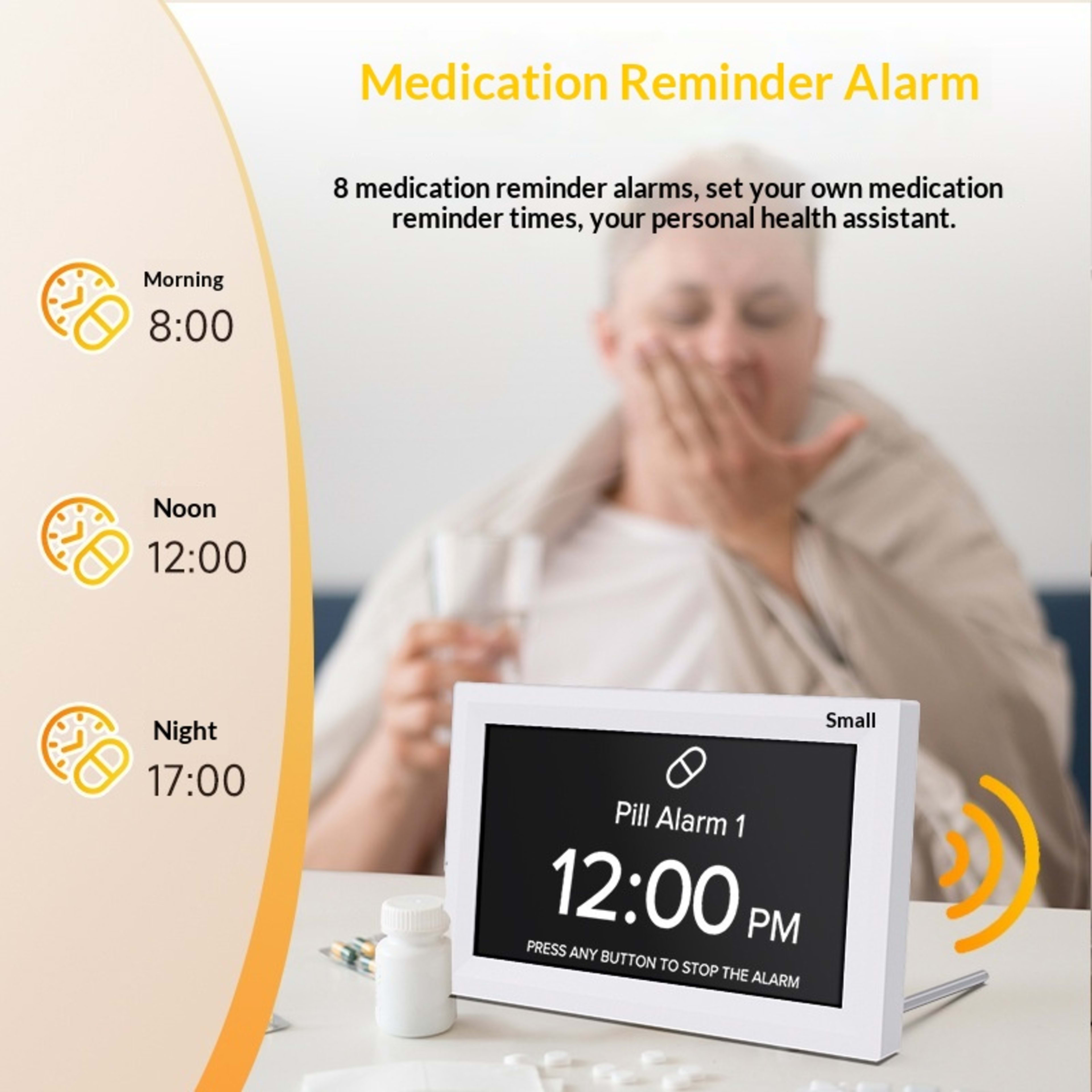 7-inch Digital Electronic Calendar Alarm Clock With Medication Reminder For Seniors 5