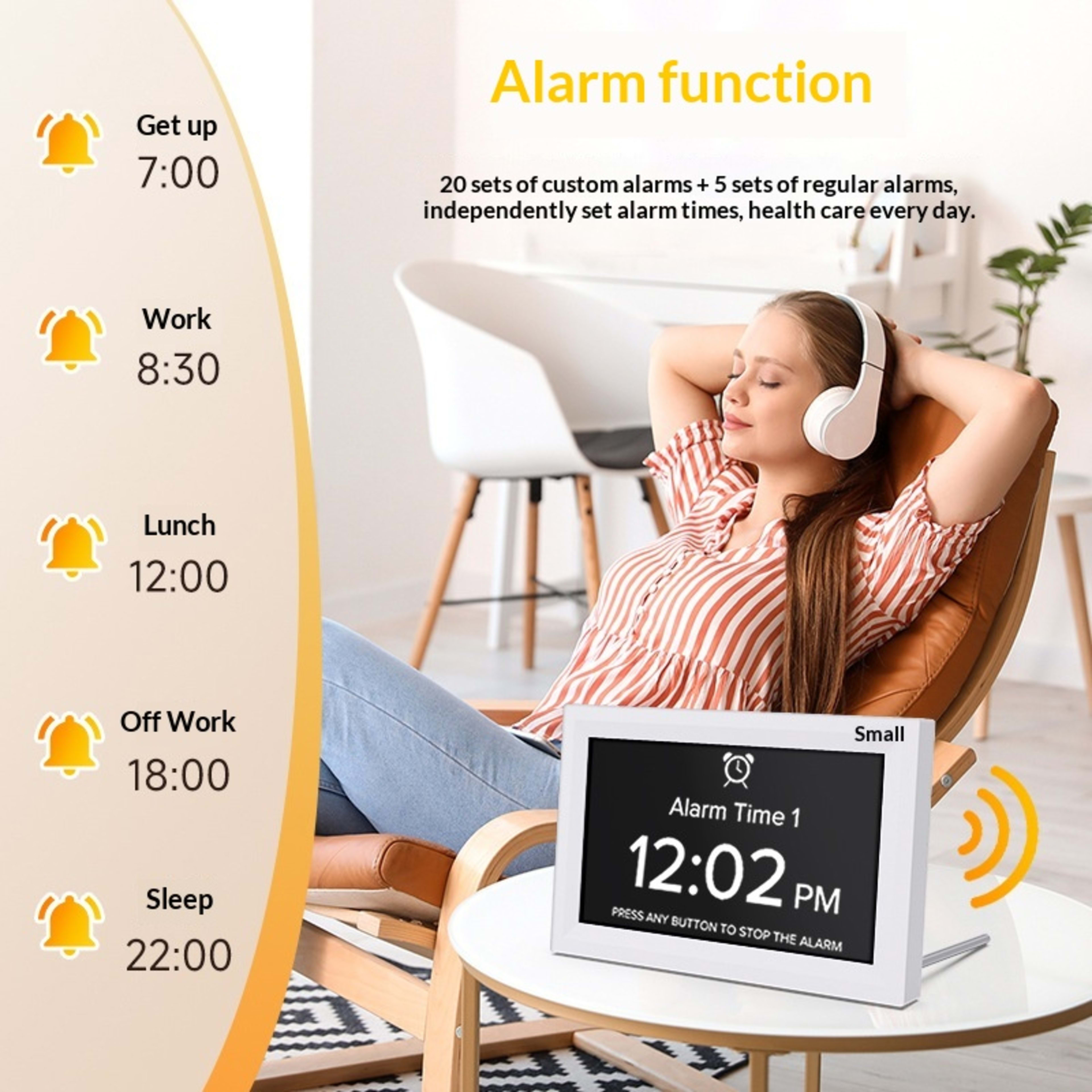 7-inch Digital Electronic Calendar Alarm Clock With Medication Reminder For Seniors 6