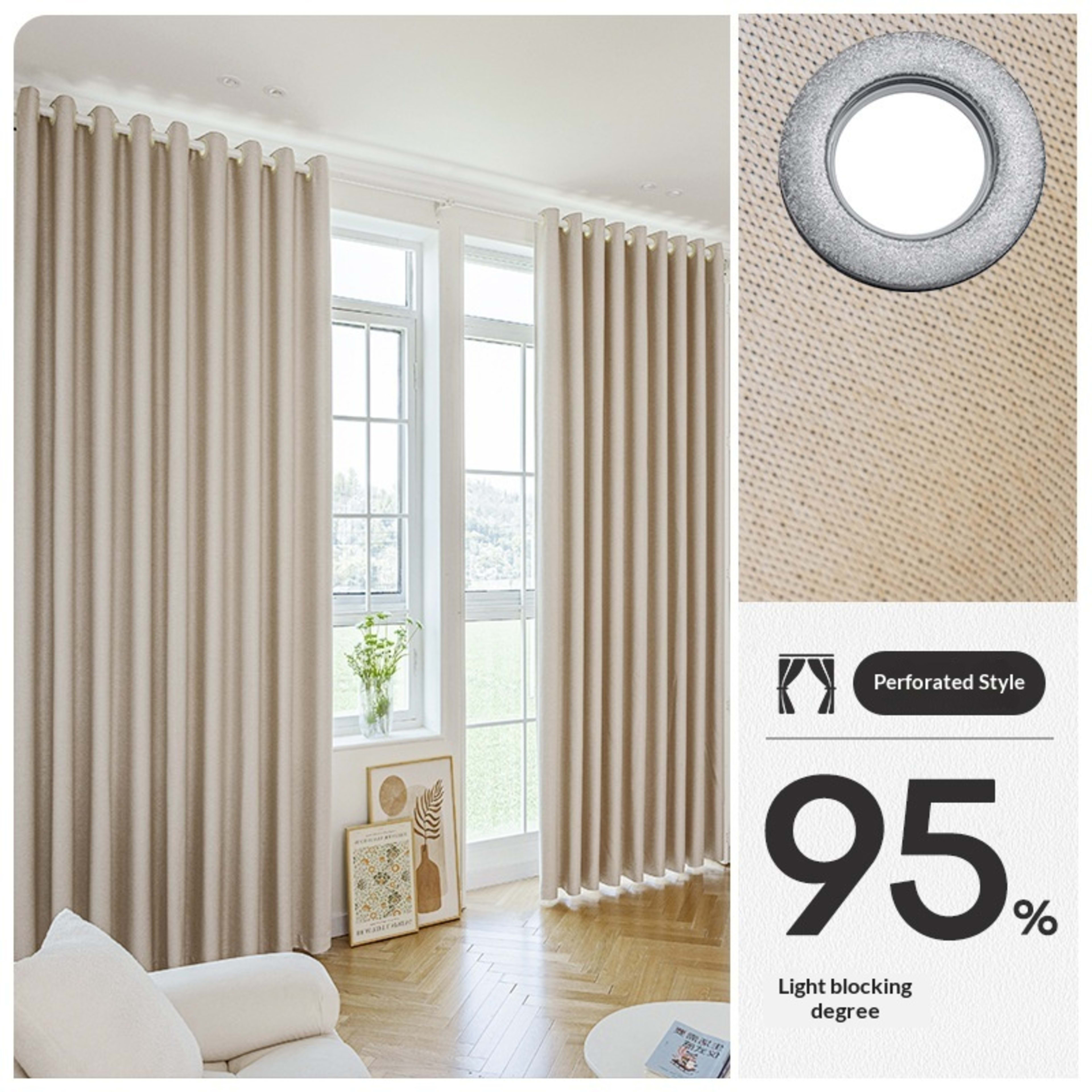 Drill Free Installation High Precision Blackout Curtain With Rod 14