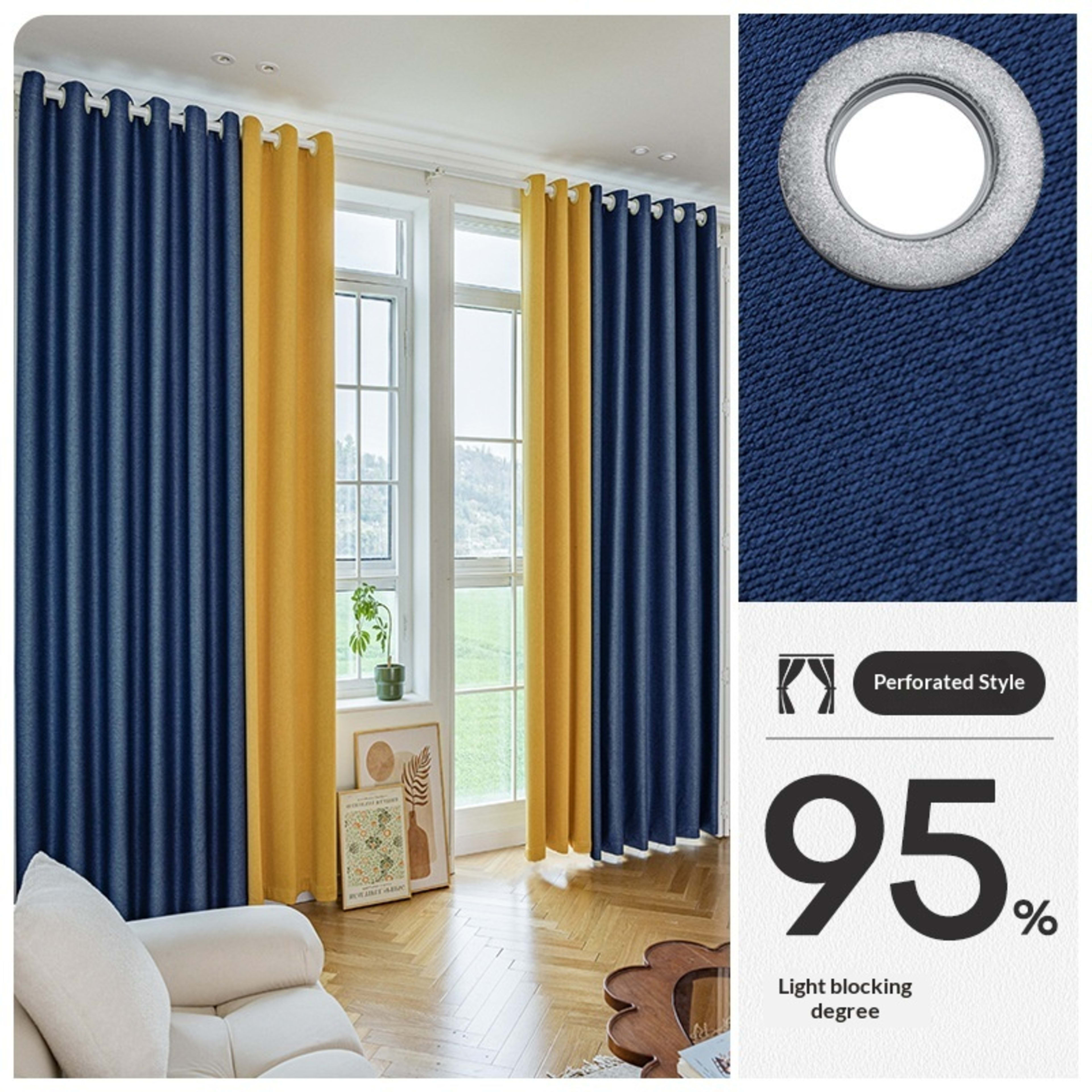 Drill Free Installation High Precision Blackout Curtain With Rod 5