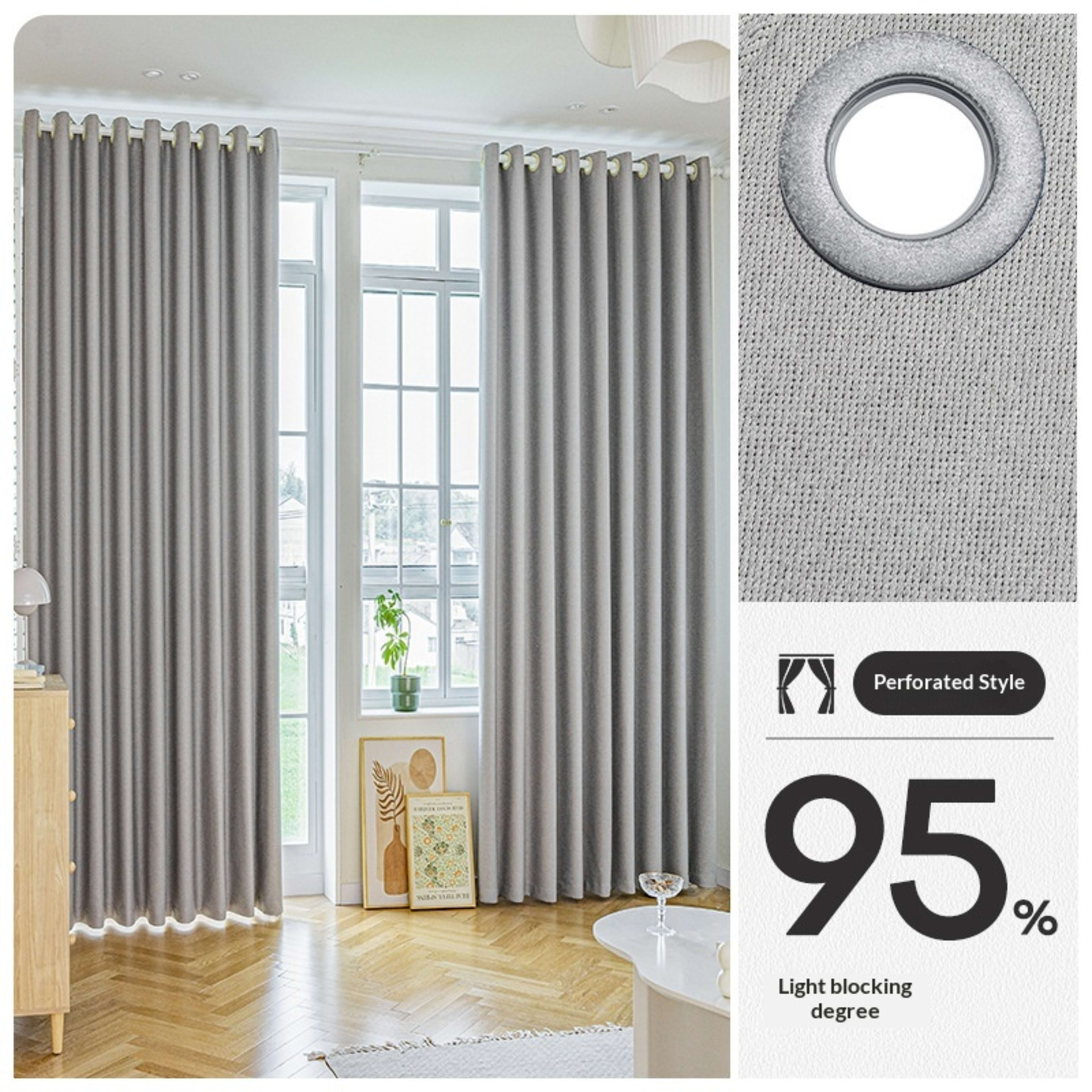 Drill Free Installation High Precision Blackout Curtain With Rod 13