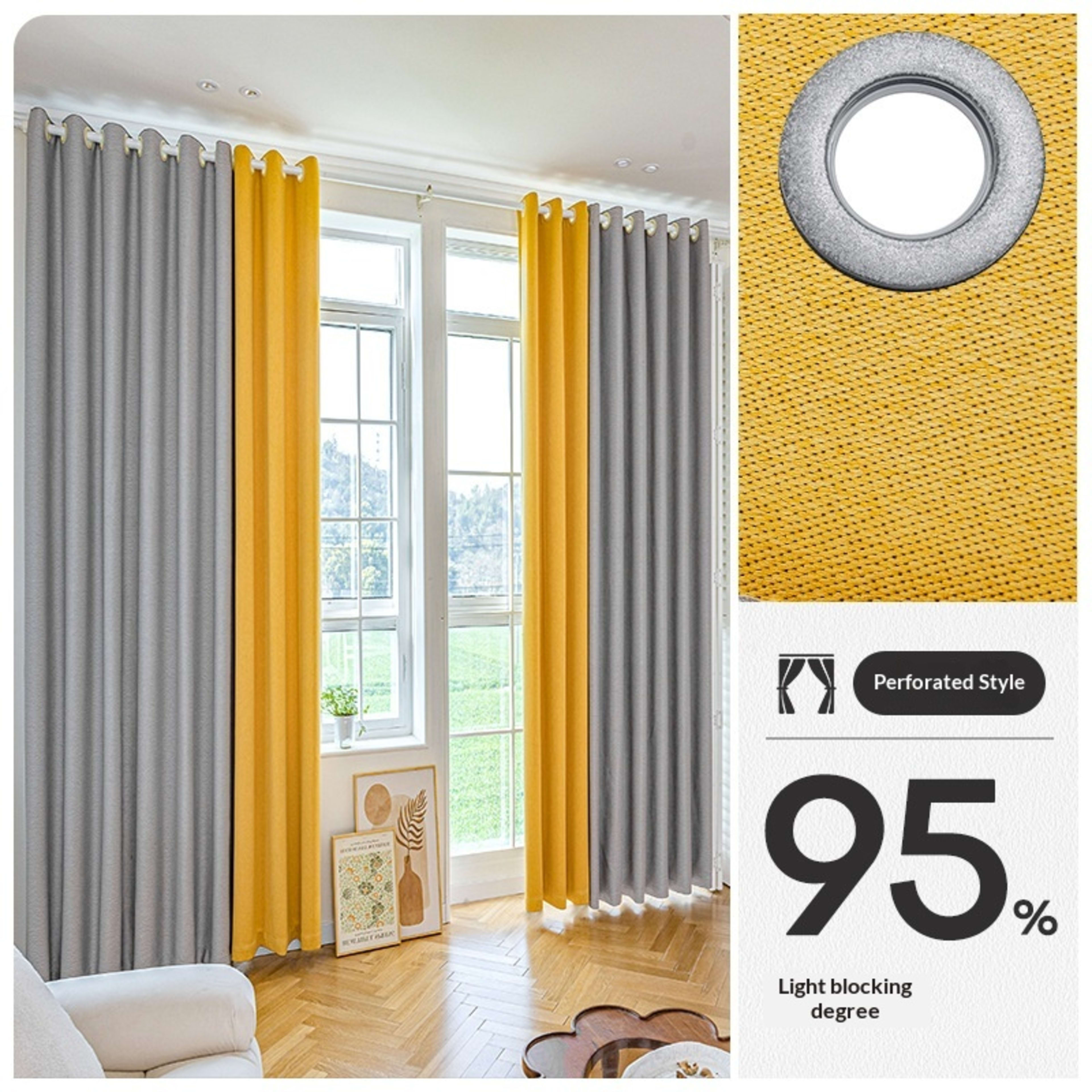 Drill Free Installation High Precision Blackout Curtain With Rod 6