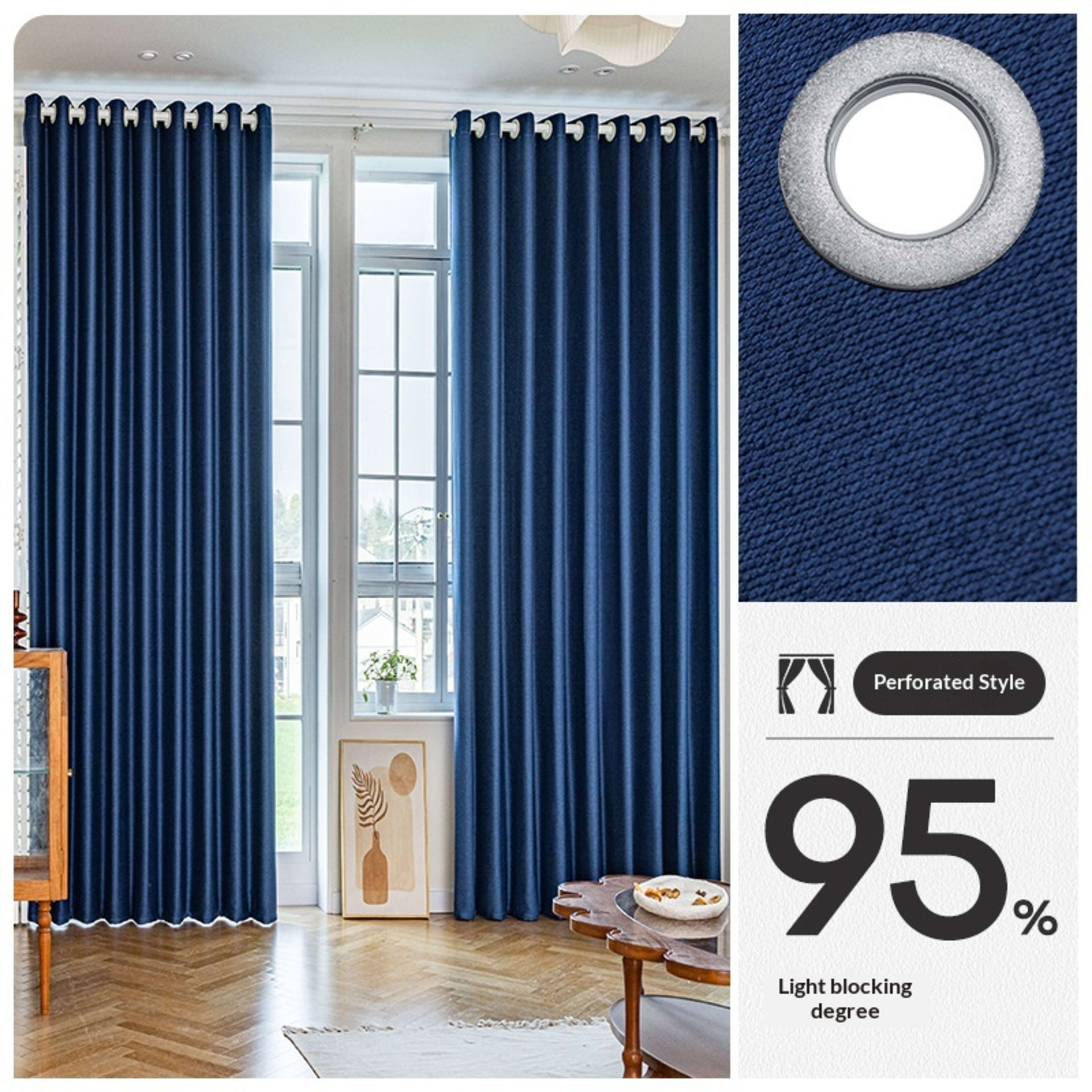 Drill Free Installation High Precision Blackout Curtain With Rod 2