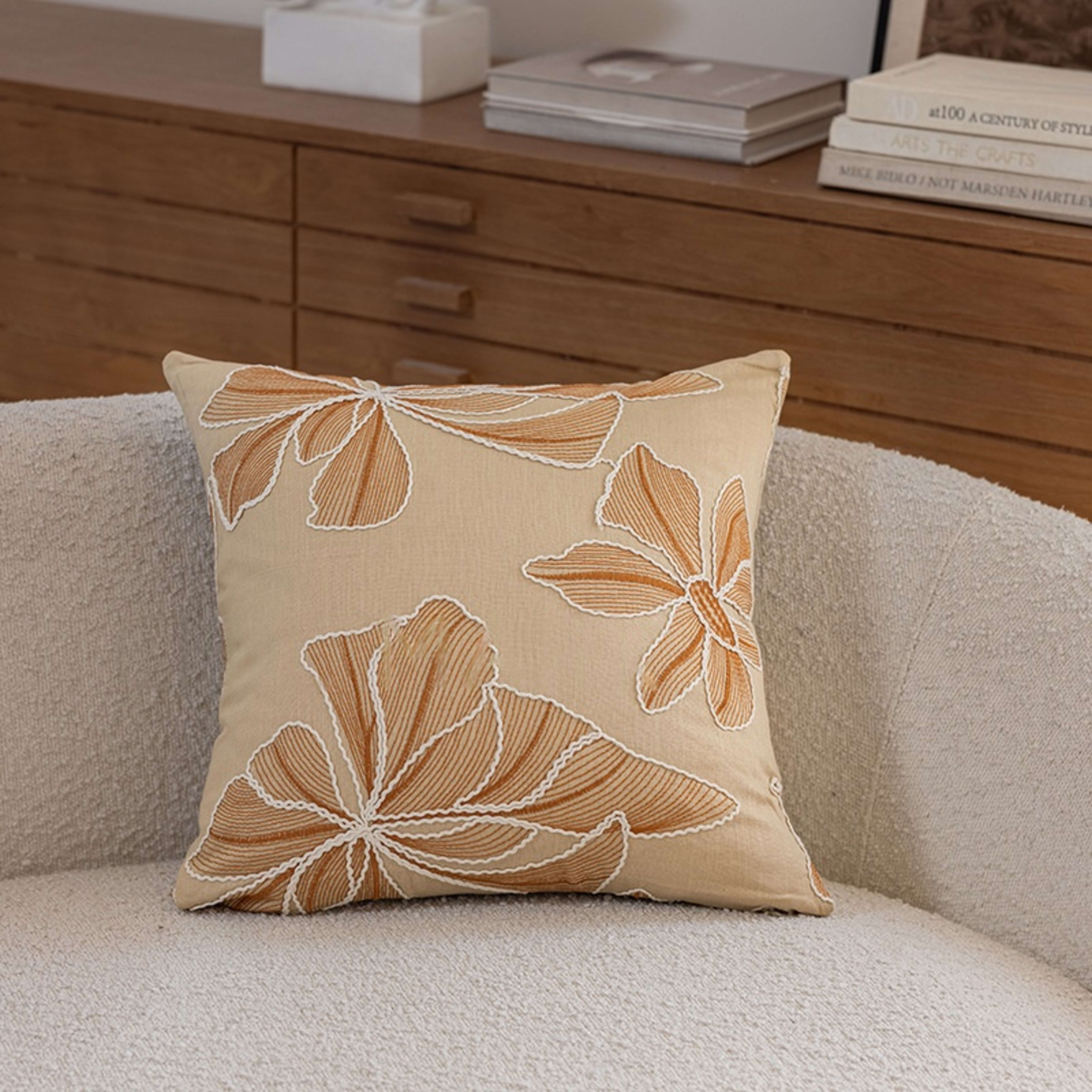 Floral Embroidered Plant Home Living Room Decorative Sofa Throw Pillow 3