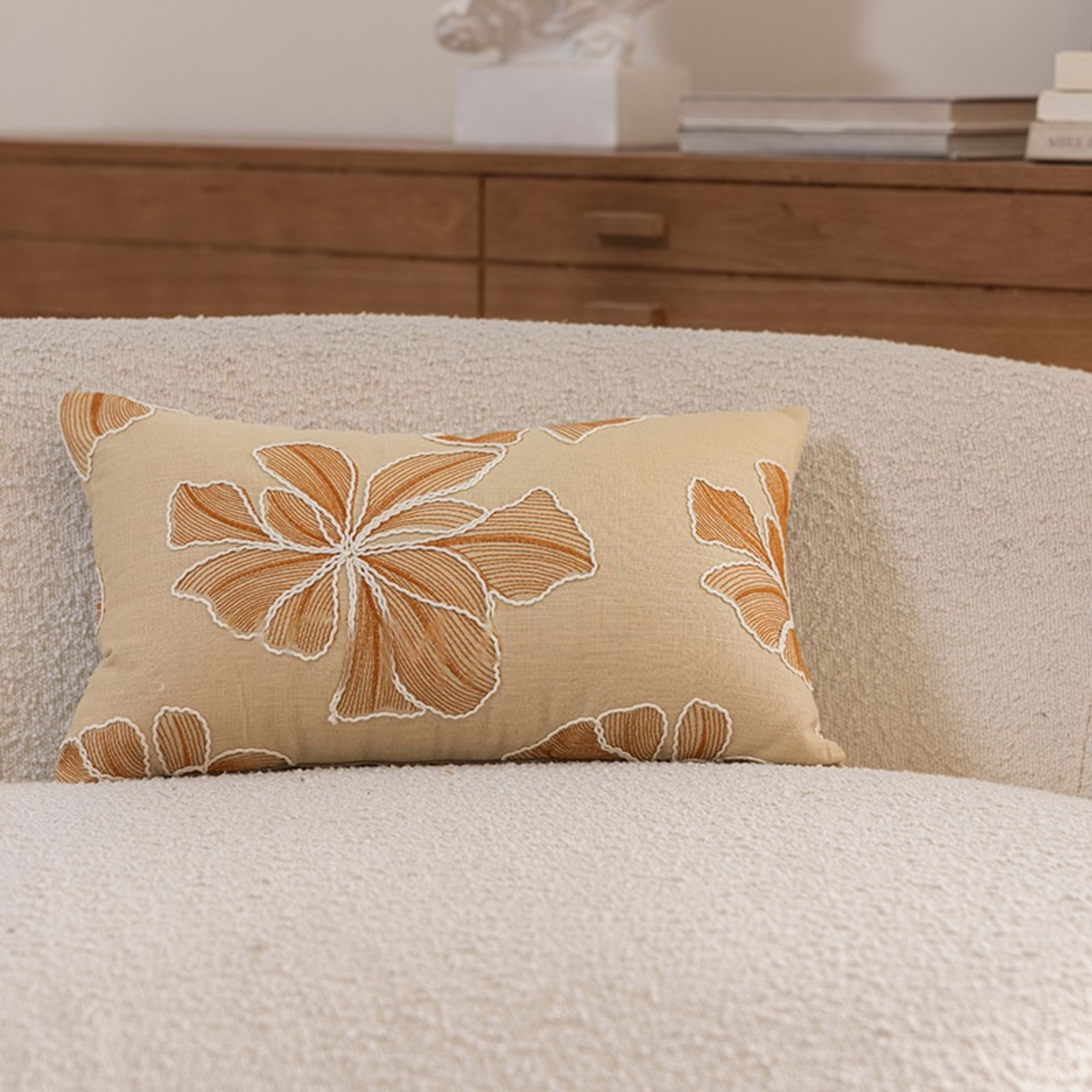 Floral Embroidered Plant Home Living Room Decorative Sofa Throw Pillow 2