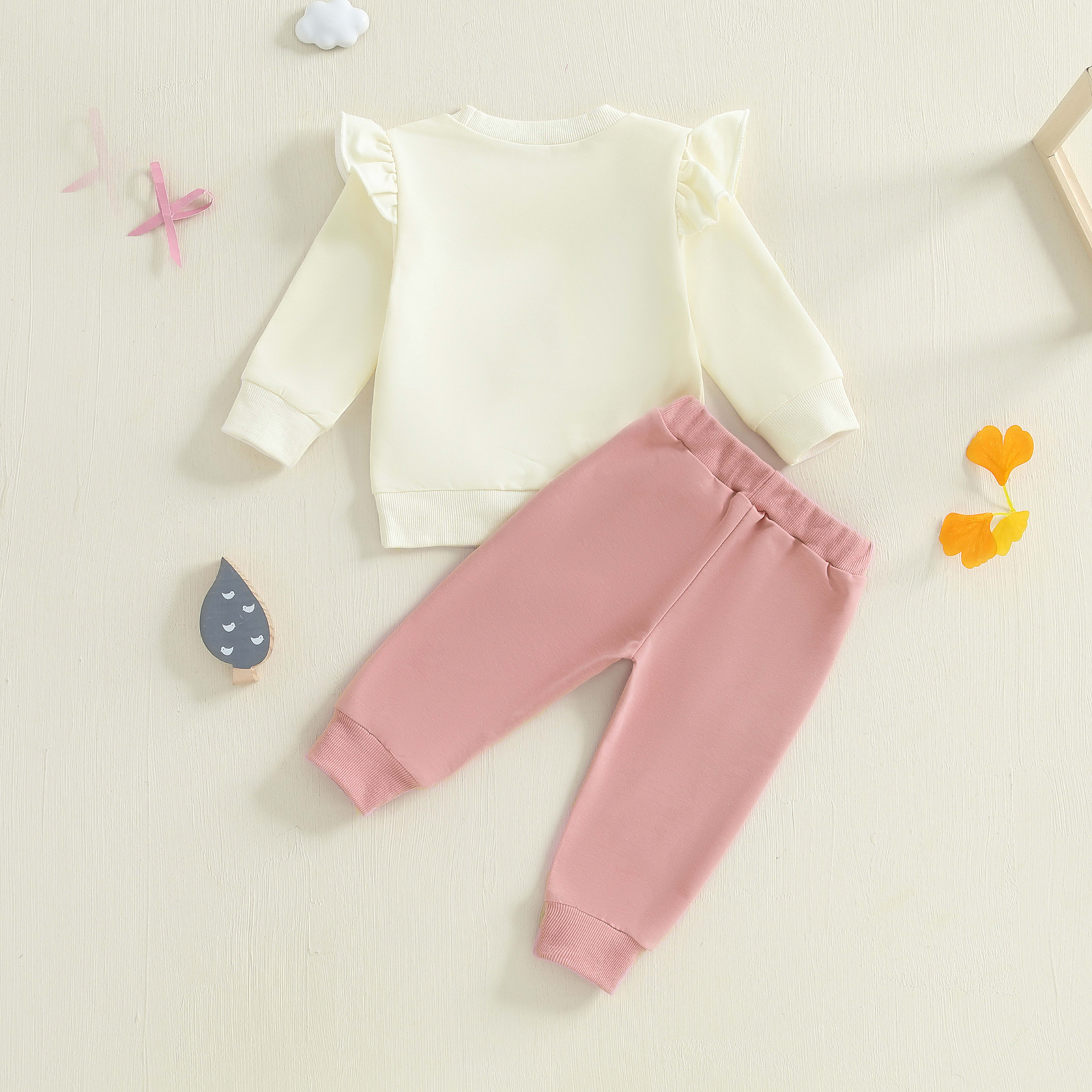 Baby Girls Duck And Letter-print Hoodie Set 4
