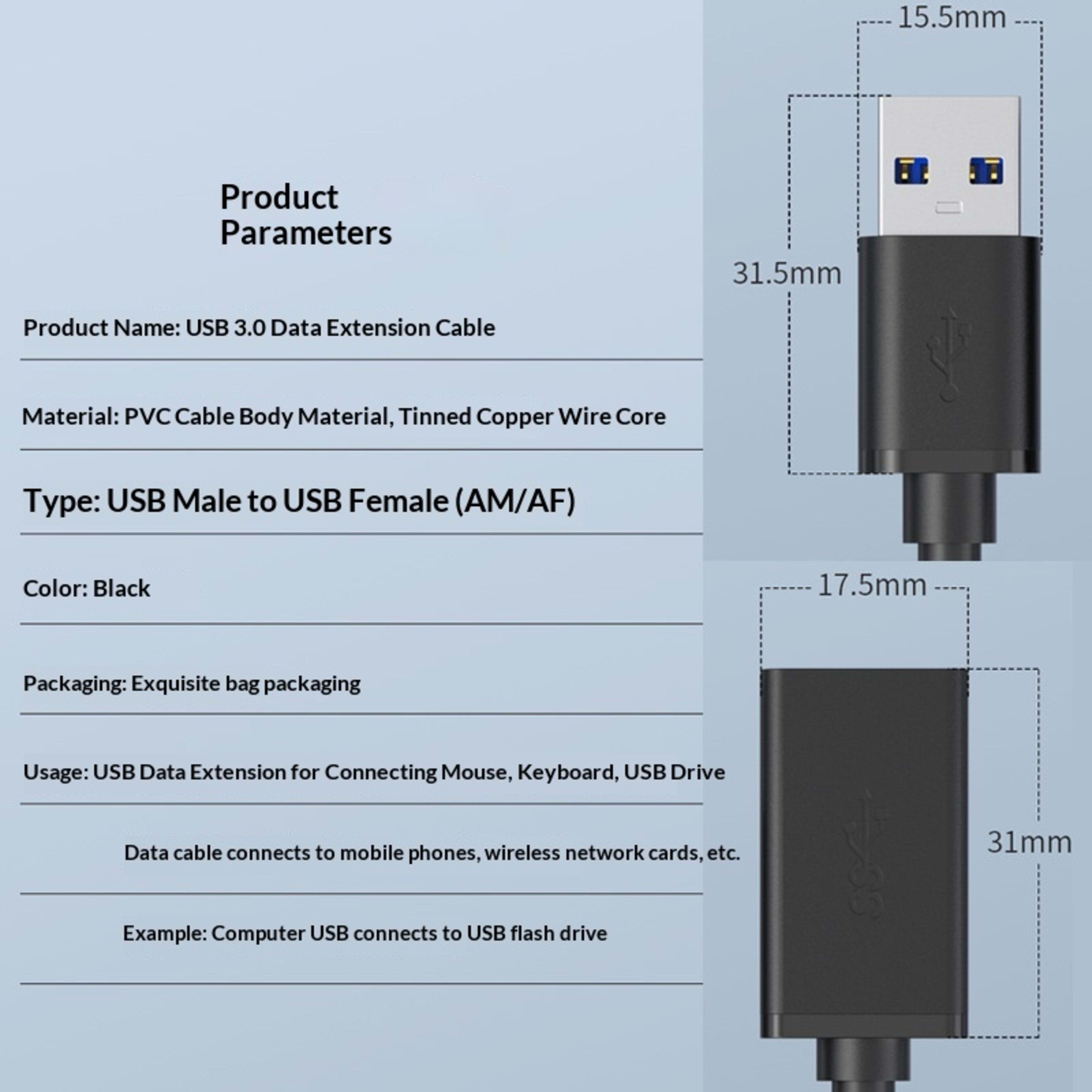 USB 3.0 Male-to-female Data Extension Cable 2