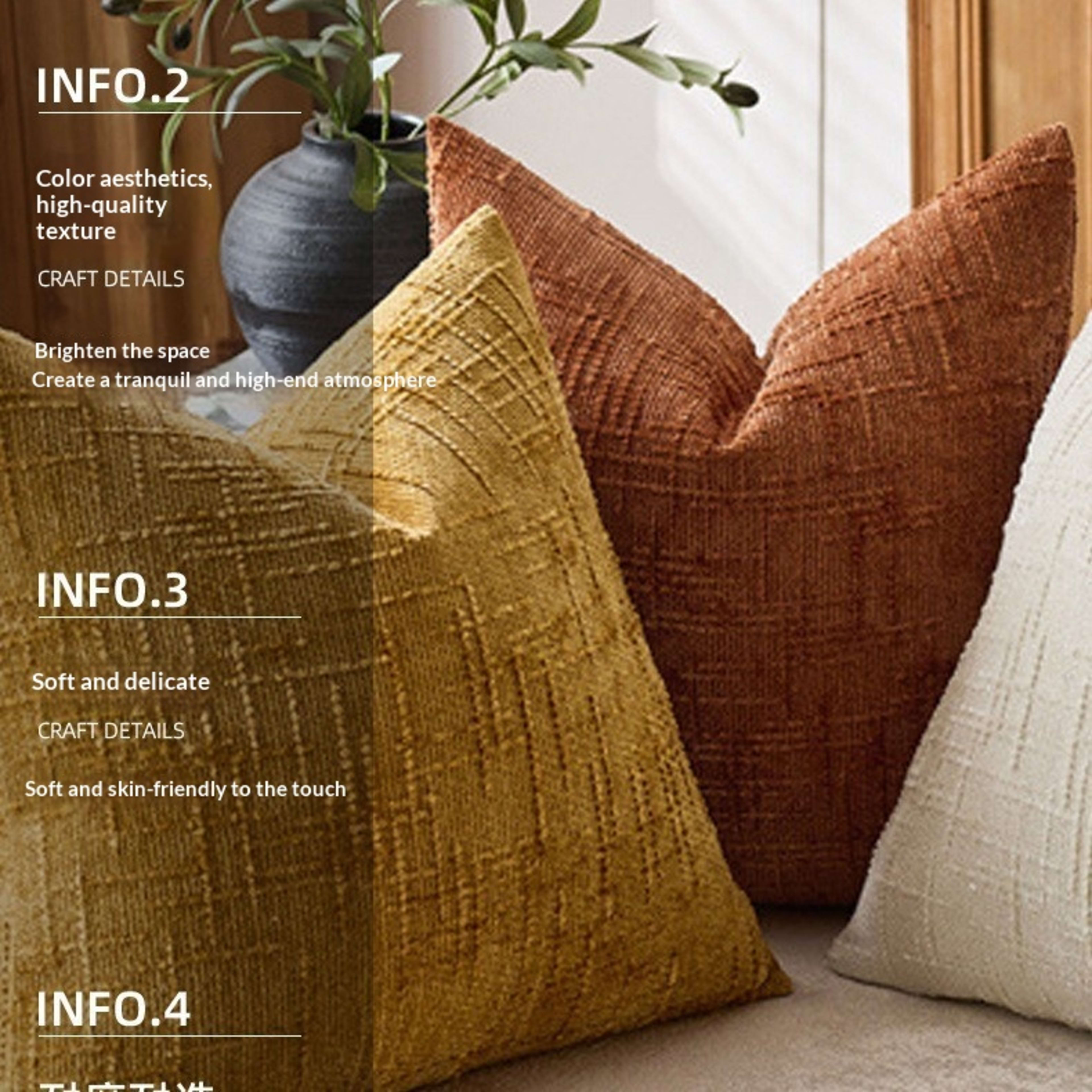 Bamboo-Section Chenille Home Throw Pillow 7
