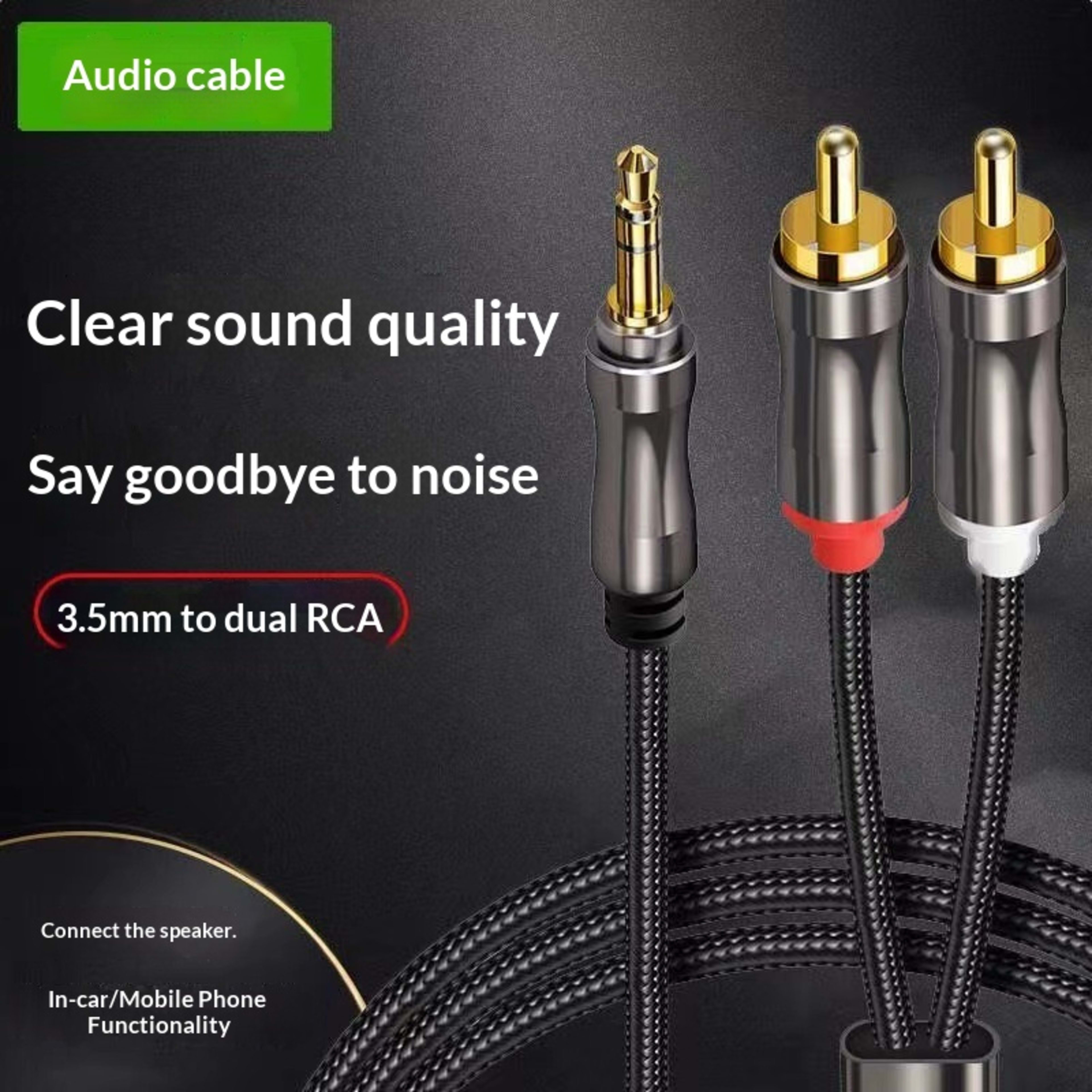 One-to-two 3.5mm To Dual RCA Audio Cable 4