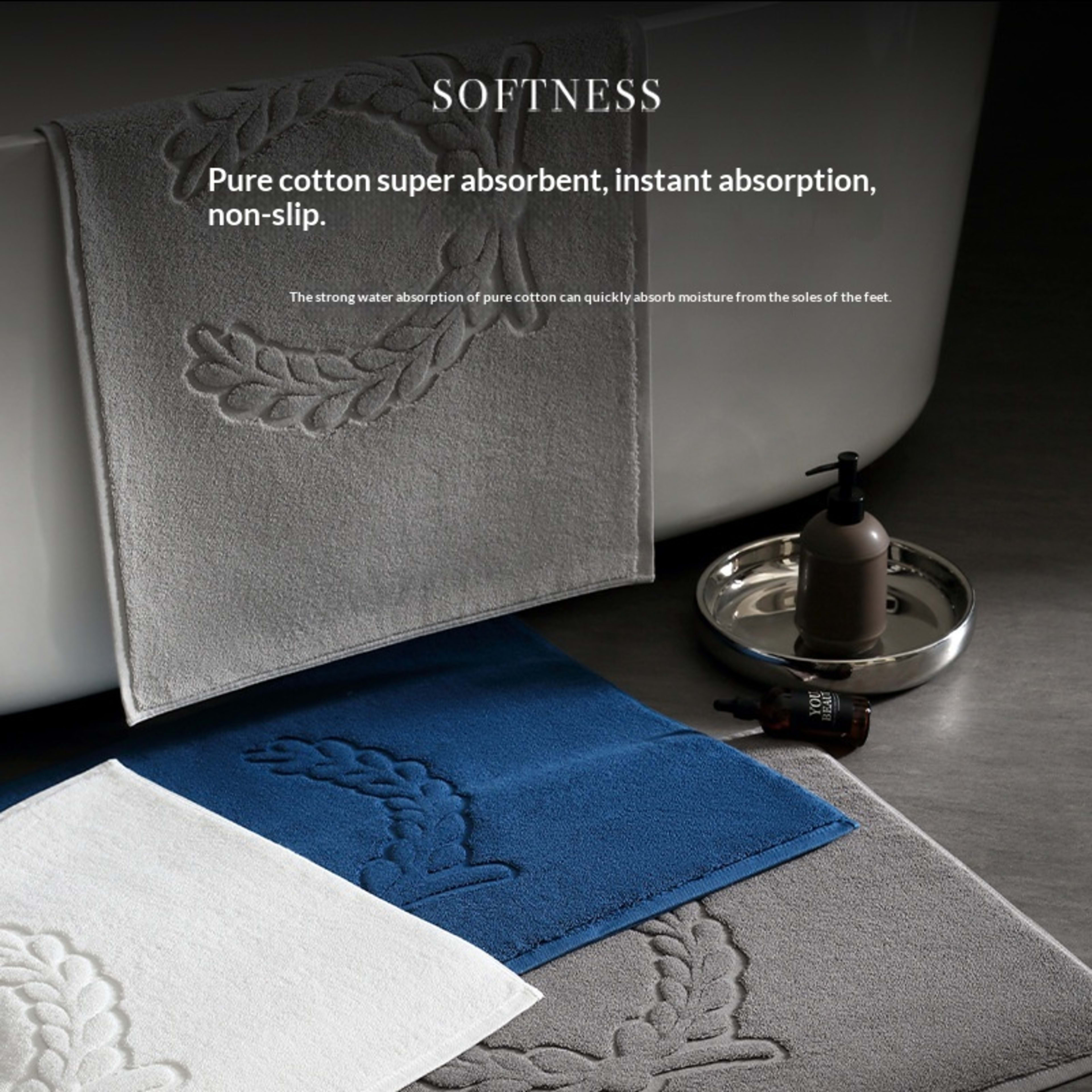 Water-absorbent Pure Cotton Non-slip Bathroom Floor Mat