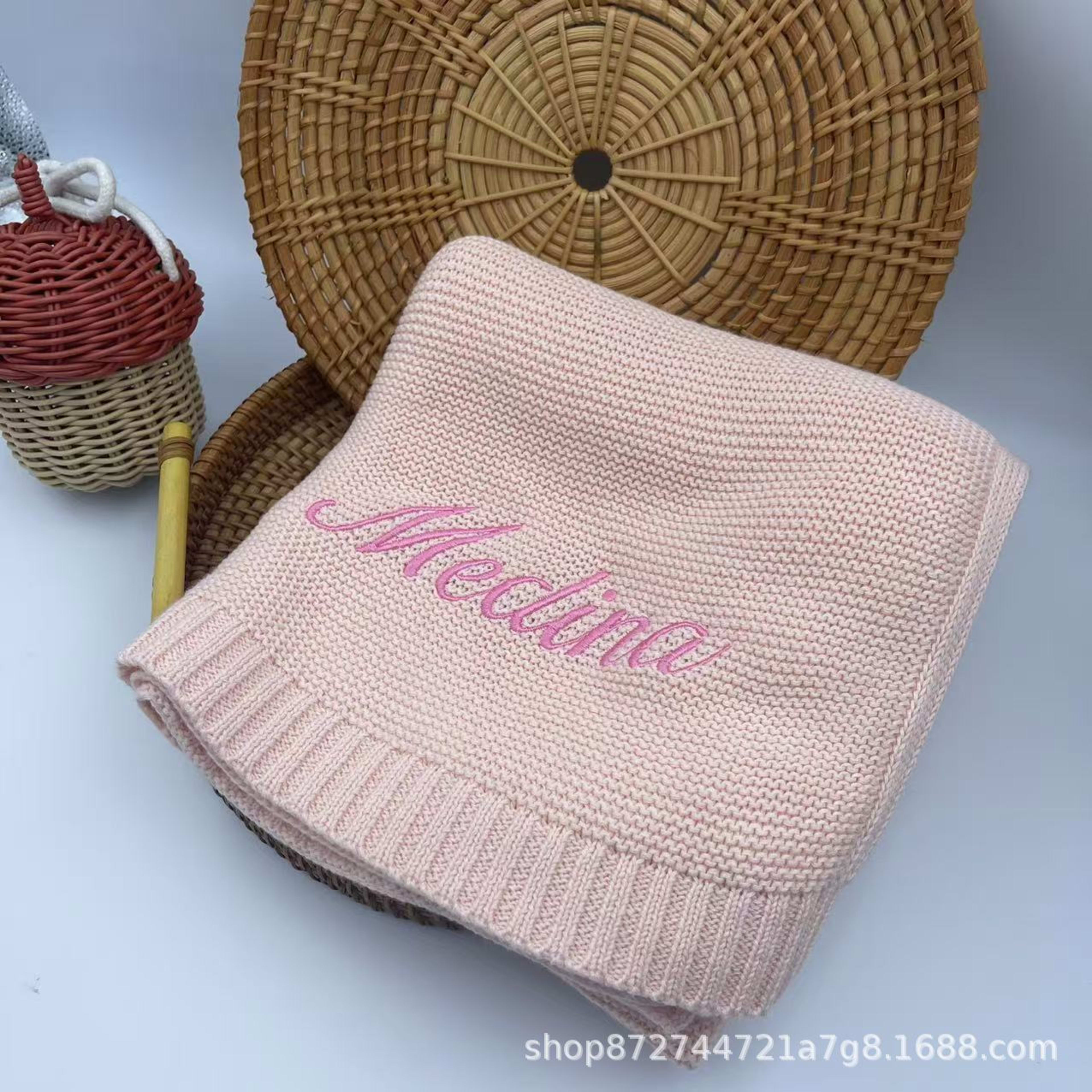 Embroidered Name Baby Knitted Cotton Nap Personality Sofa Blanket 14