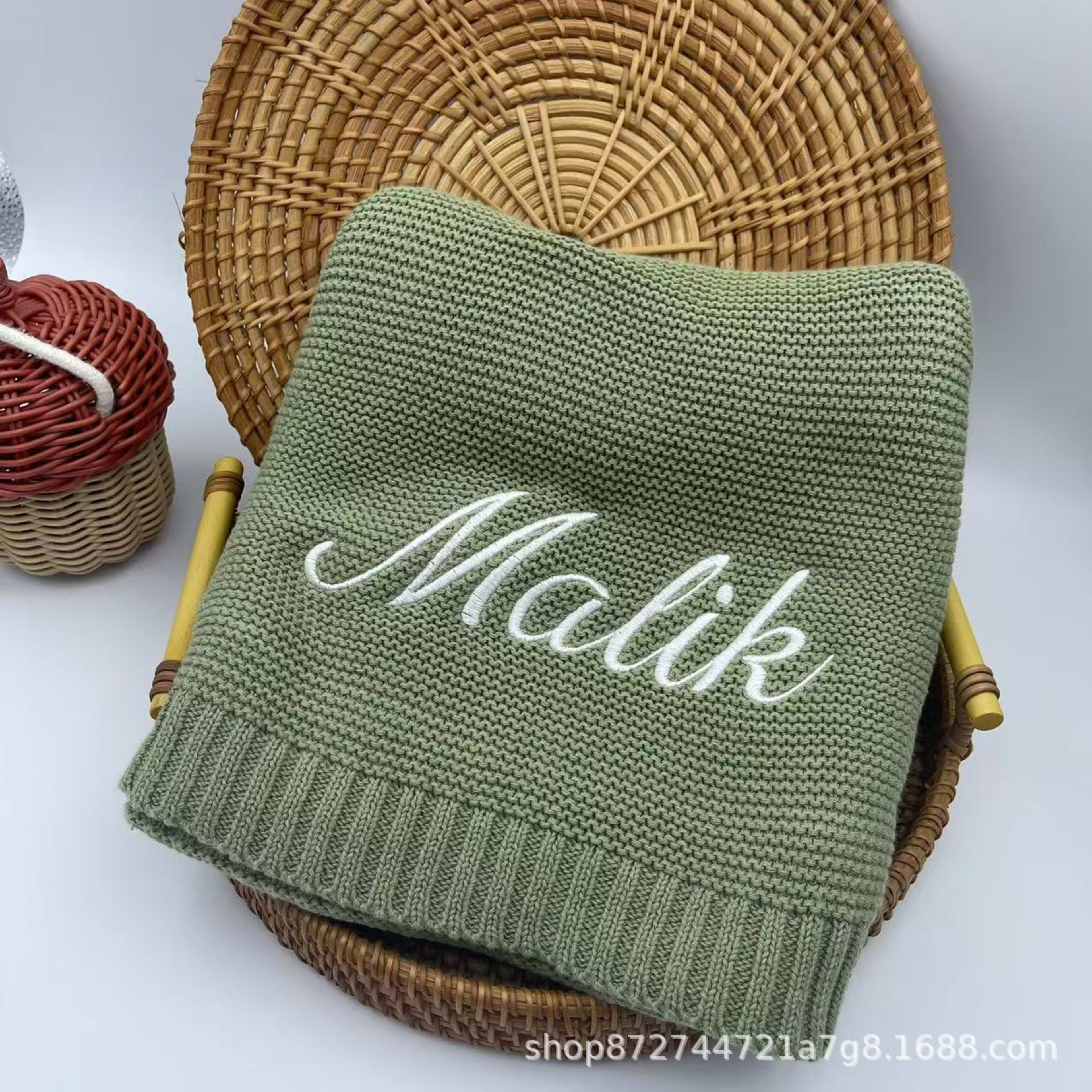Embroidered Name Baby Knitted Cotton Nap Personality Sofa Blanket 6