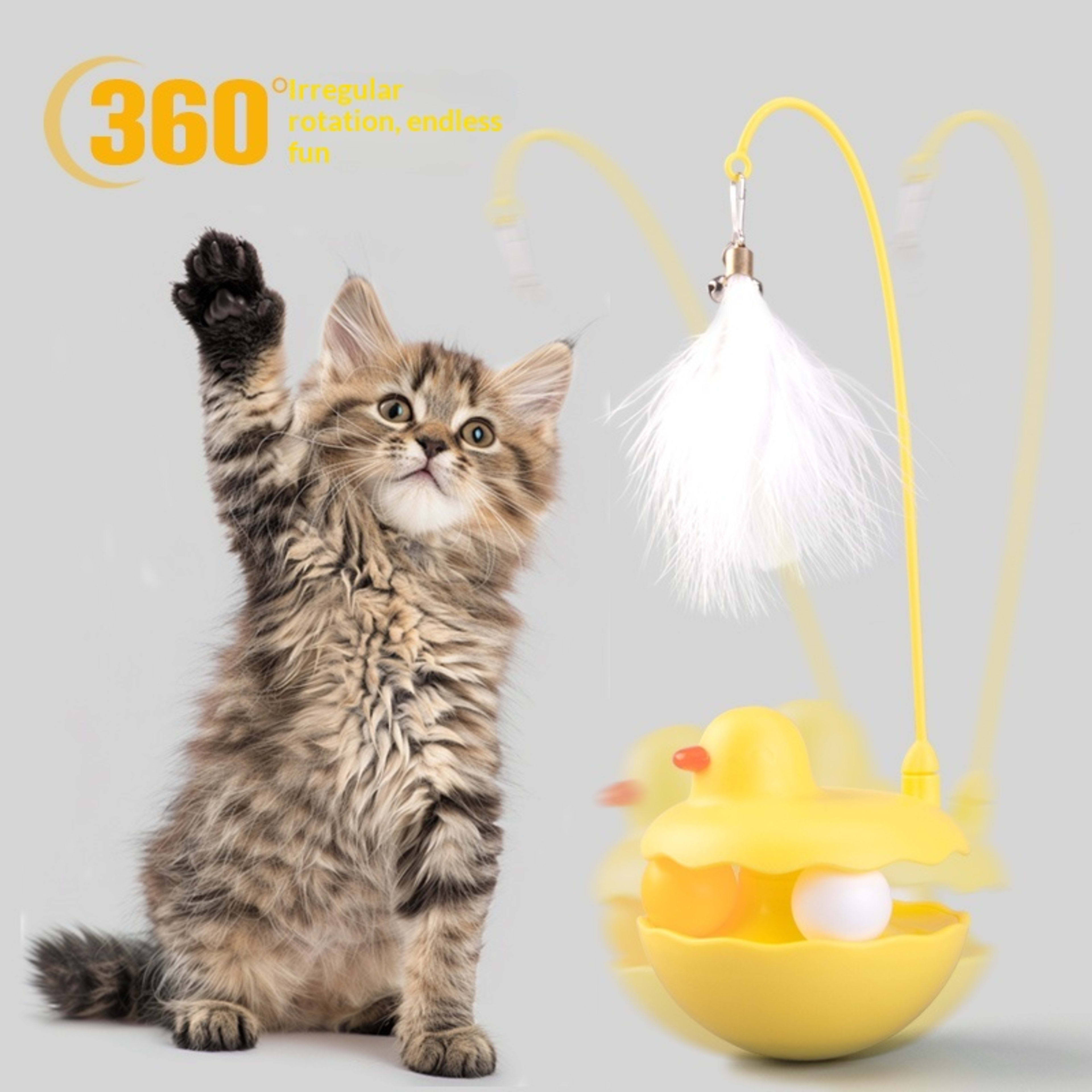 Tumbler Cat Toy A Self-amusing Boredom-busting Gadget Feathered Kitten Accessory 3