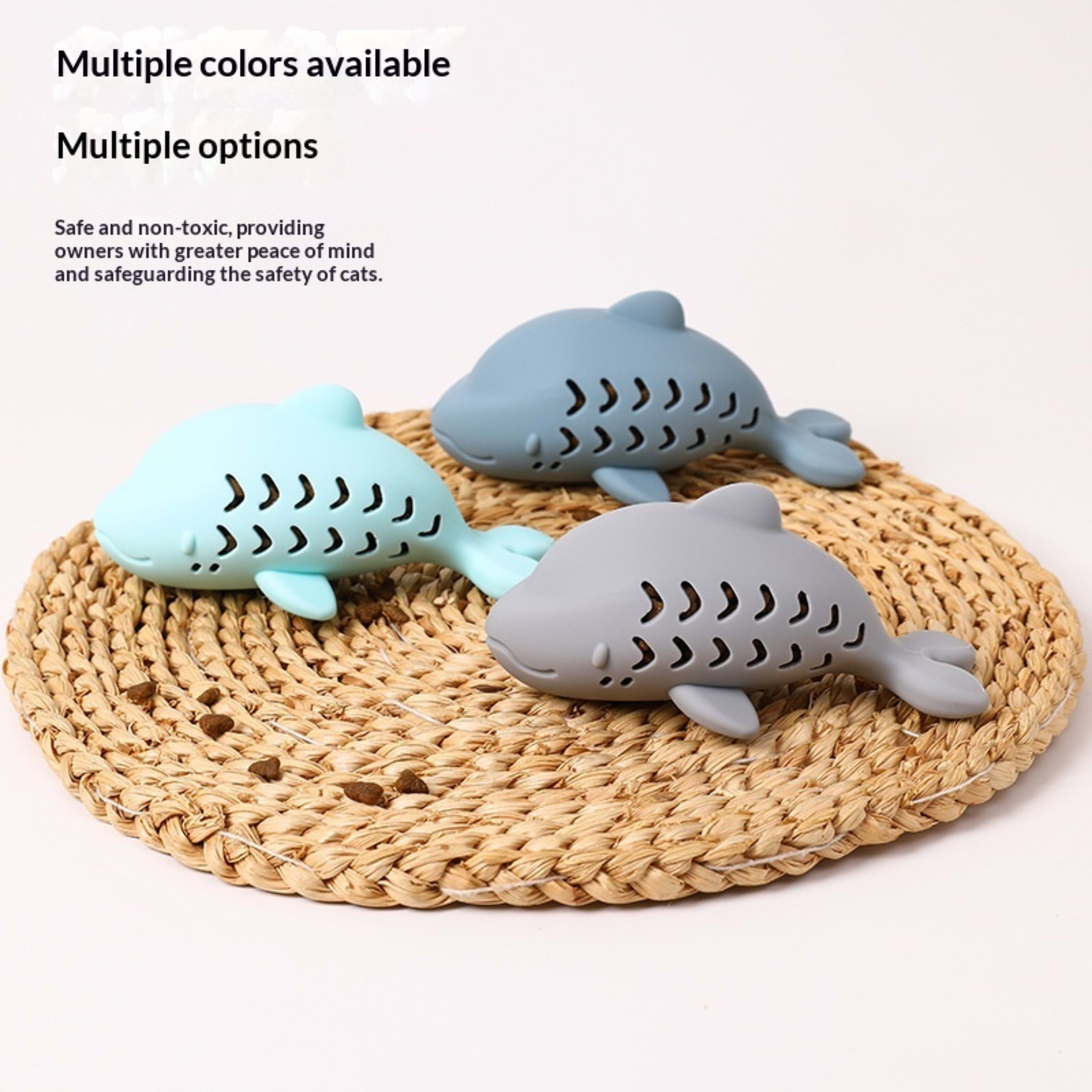 Cat Food-dispensing Bite-resistant Silicone Toy In The Shape Of A Cute Little Fish For Pets