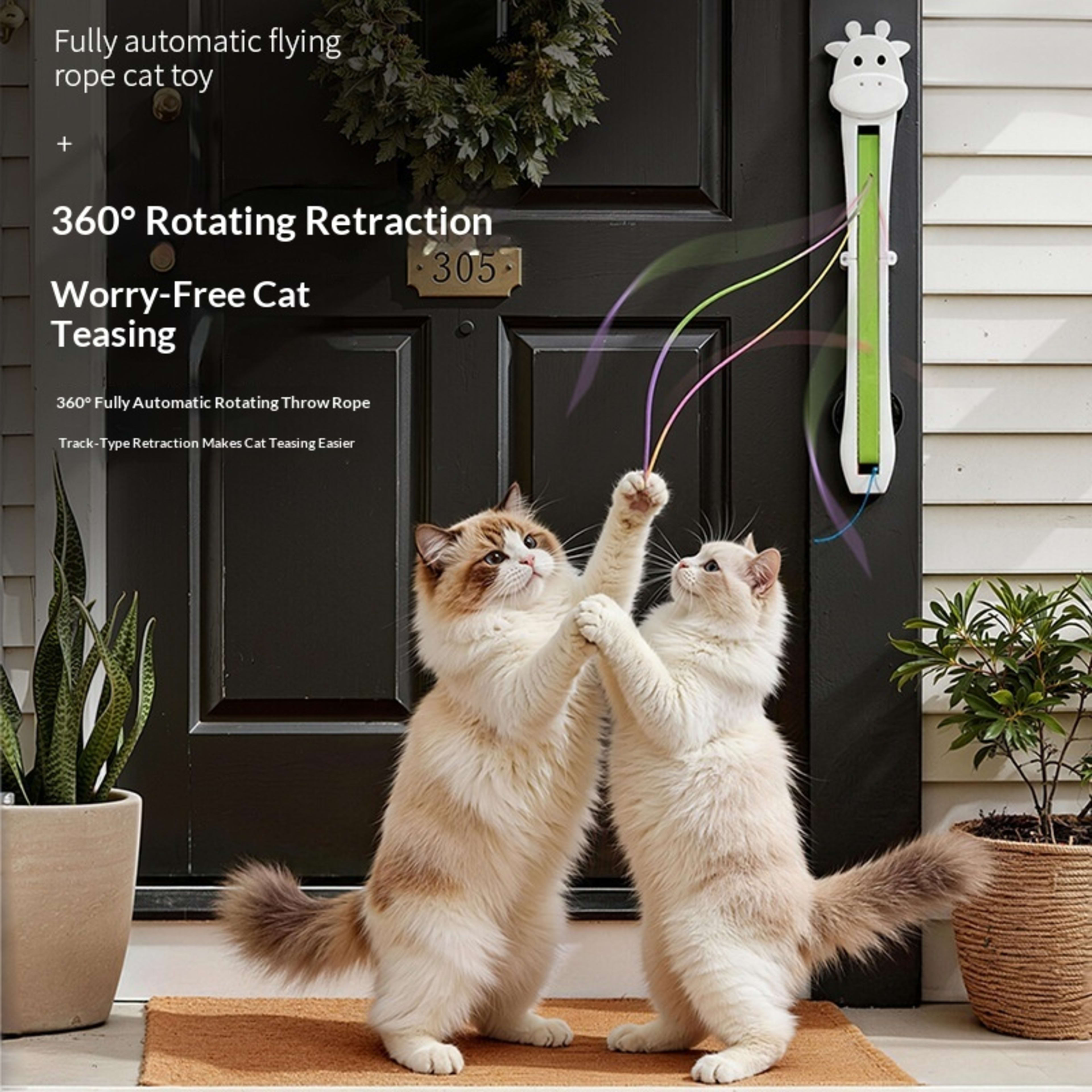 Fully Automatic Cat Teaser Wand Machine Door-mounted Self-moving Flying Rope Pet Toy 5