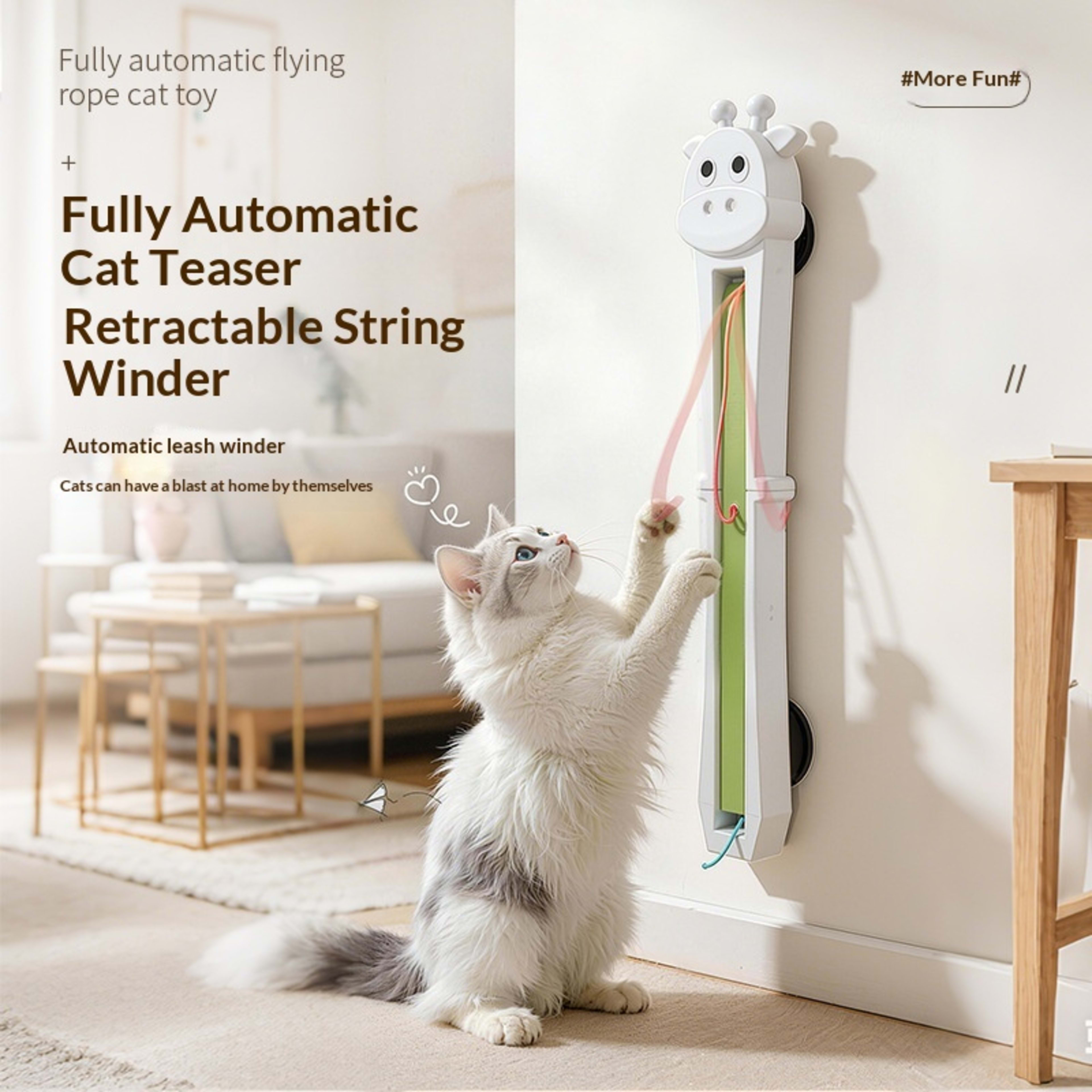 Fully Automatic Cat Teaser Wand Machine Door-mounted Self-moving Flying Rope Pet Toy 3
