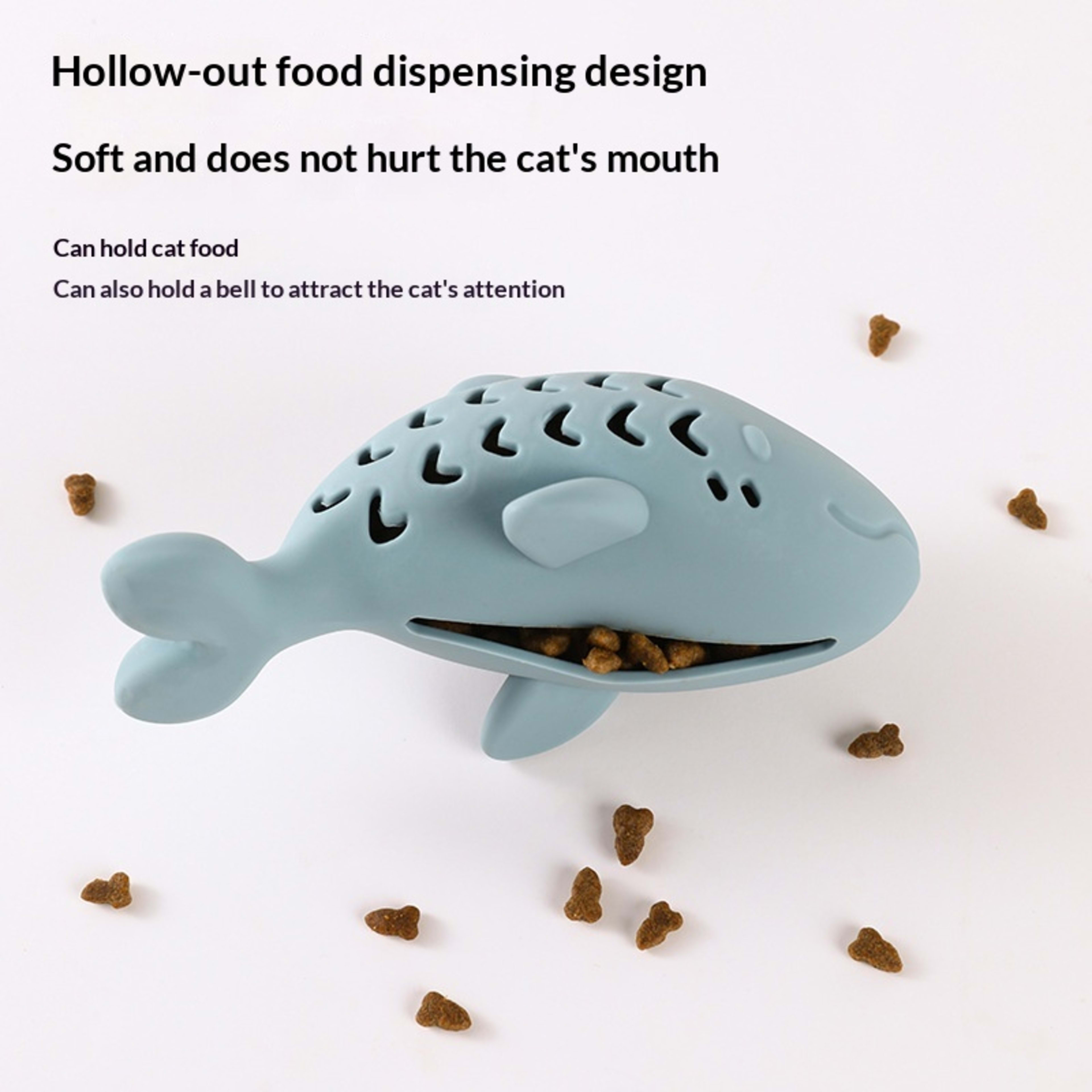 Cat Food-dispensing Bite-resistant Silicone Toy In The Shape Of A Cute Little Fish For Pets 5