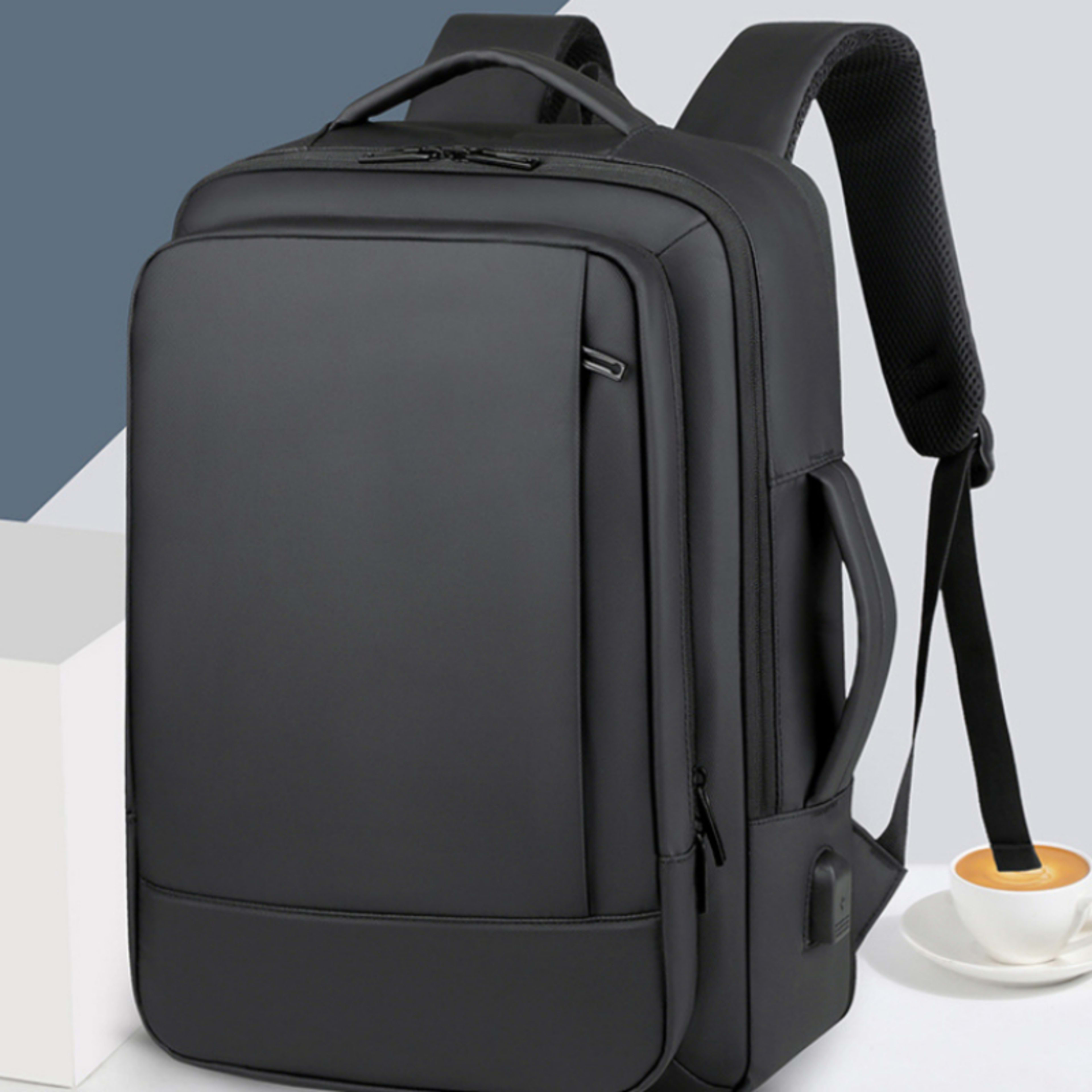 Large-Capacity Leather-Look Laptop Backpack 4
