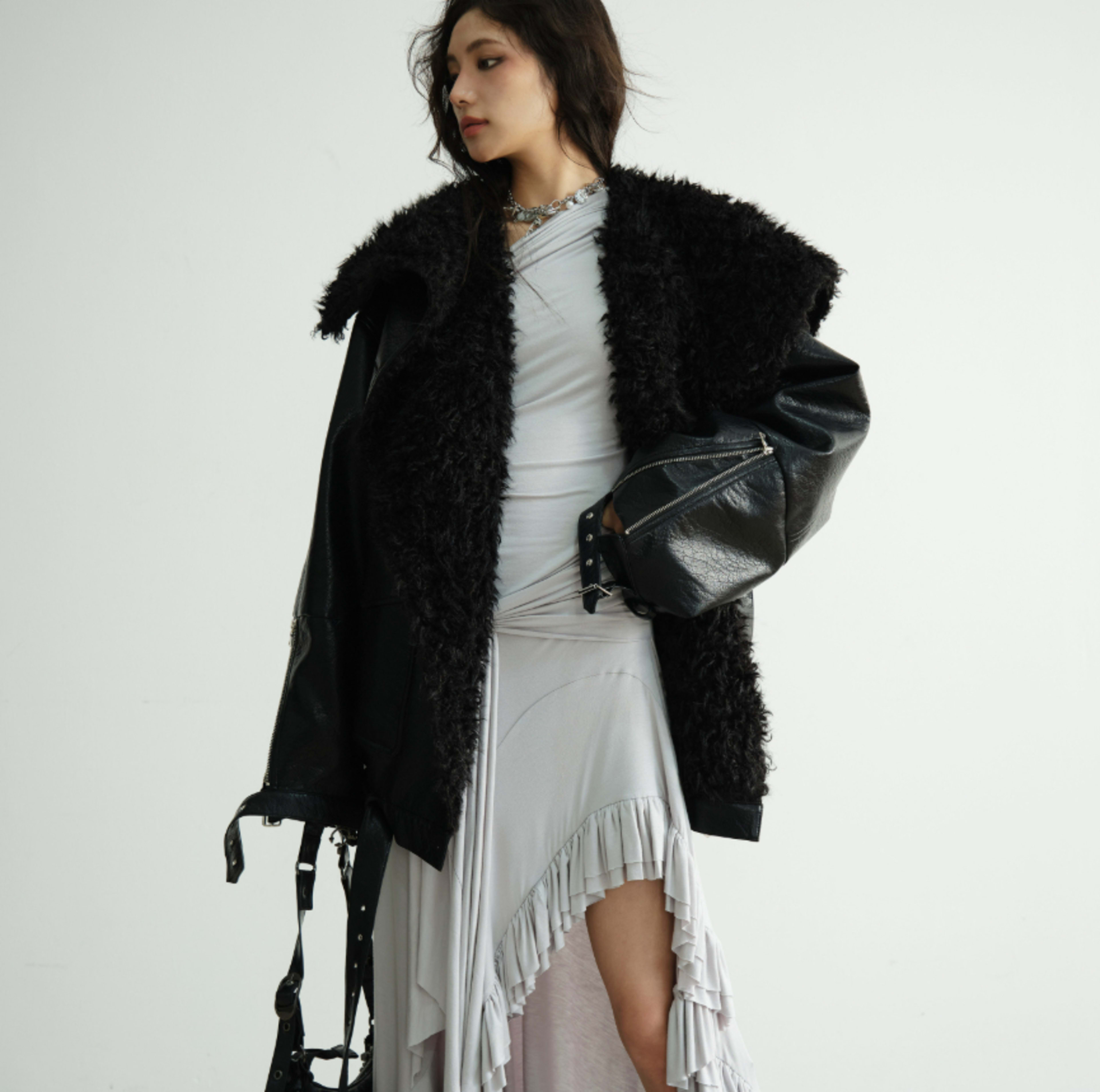 Mid-length Heavyweight PU Leather Silhouette Jacket 2