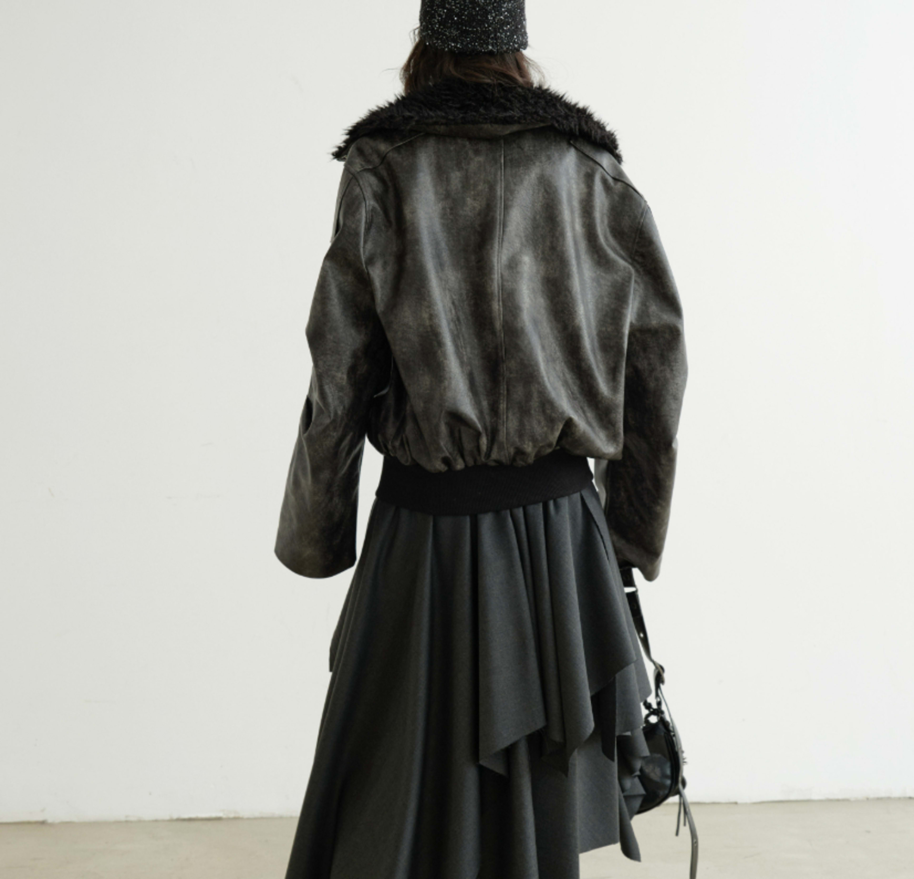 Turtleneck Smoky-blend PU Faux Leather Jacket 4