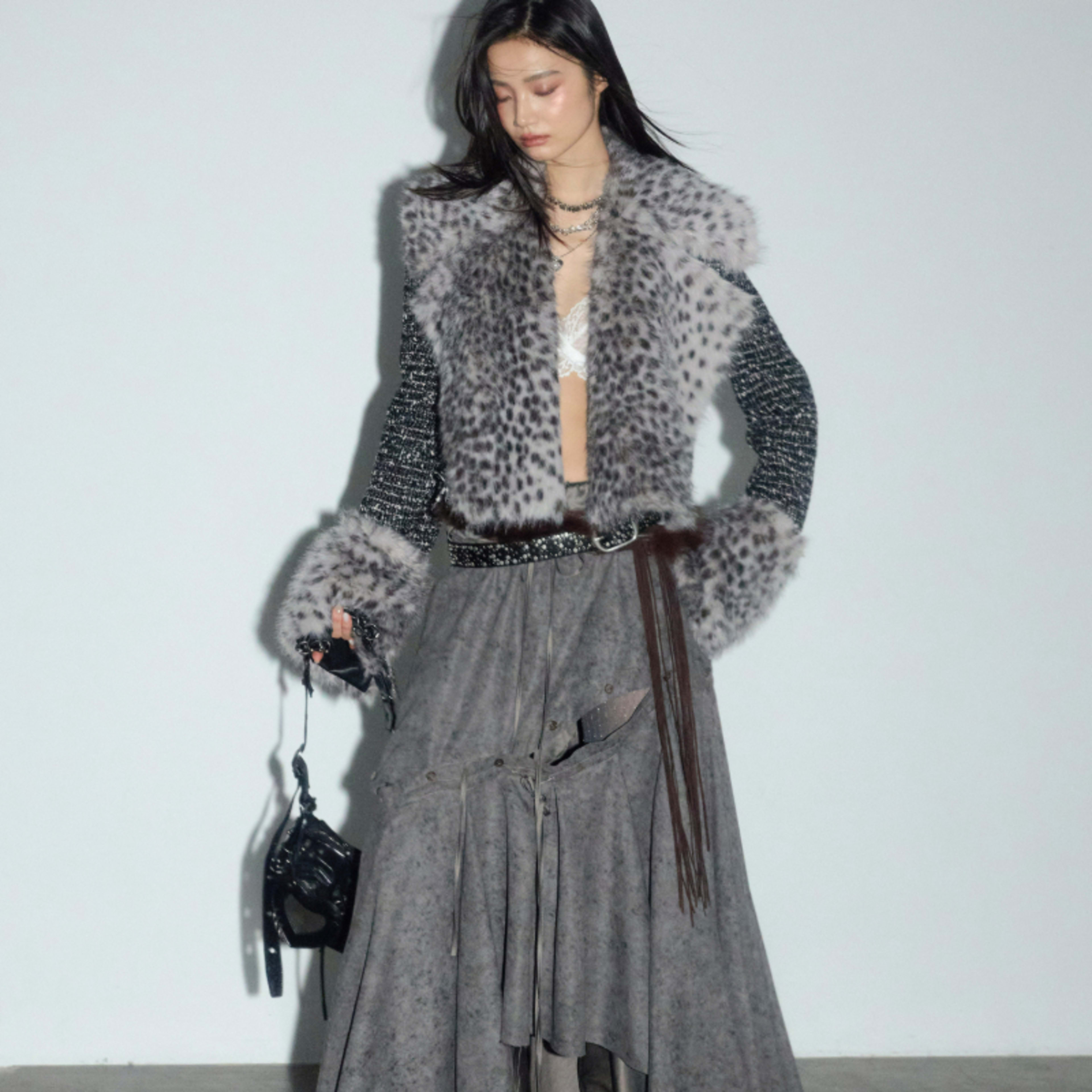 Leopard-print Faux-fur Detachable Wild And Sassy Short Coat