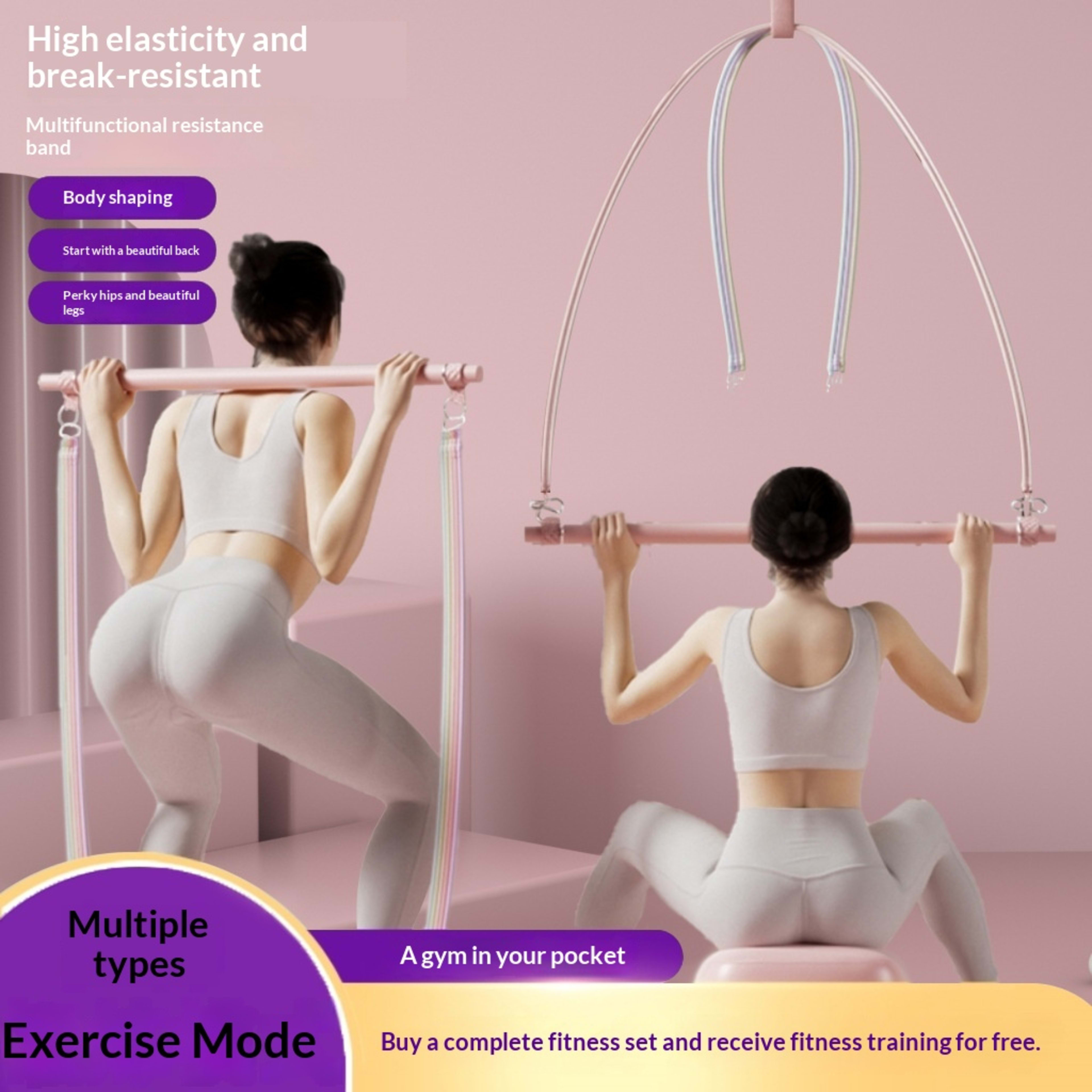 Pilates Bar Back Opening Squats Peach Buttock Fitness Yoga Stick 7