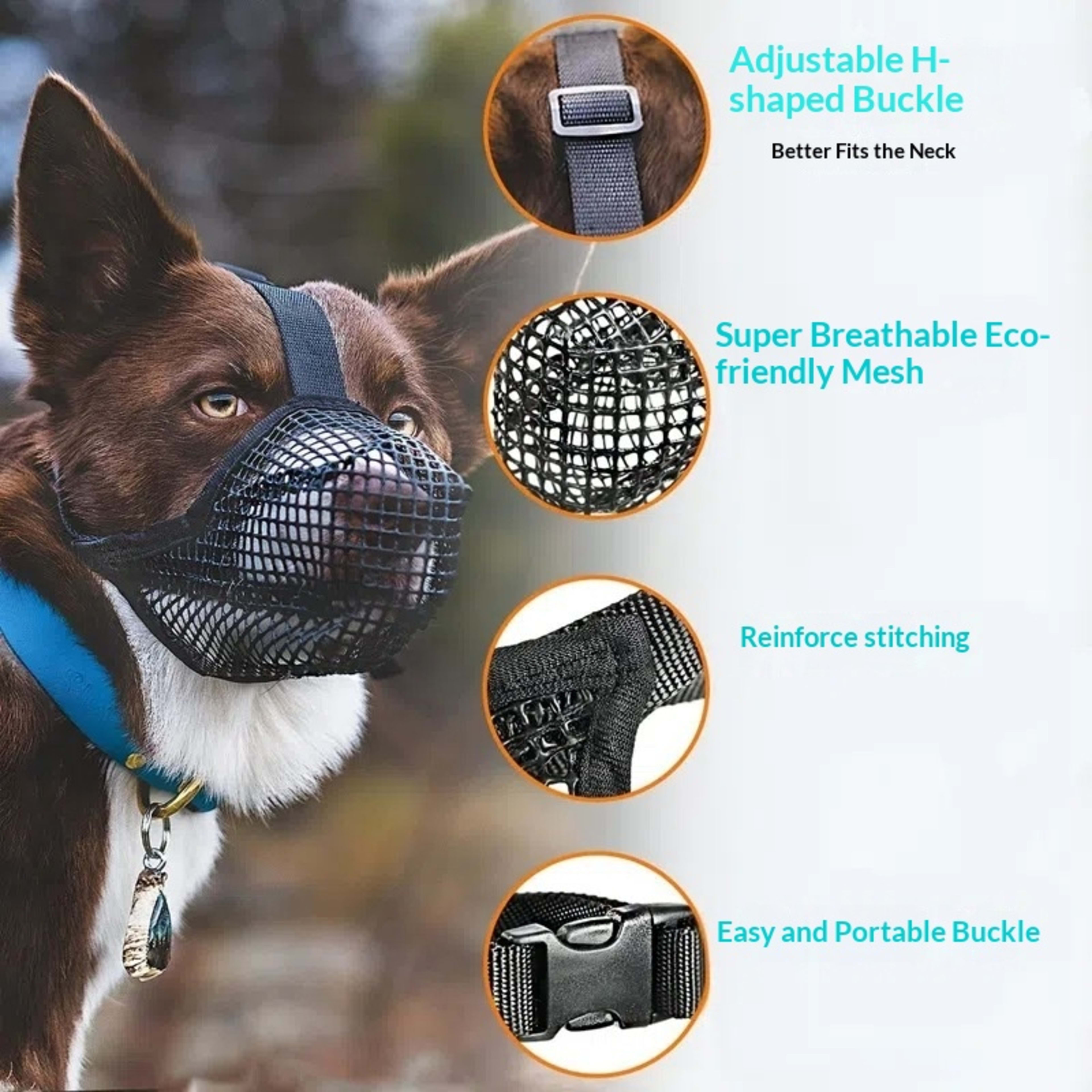 Dog Muzzle Mesh Breathable Pet 3