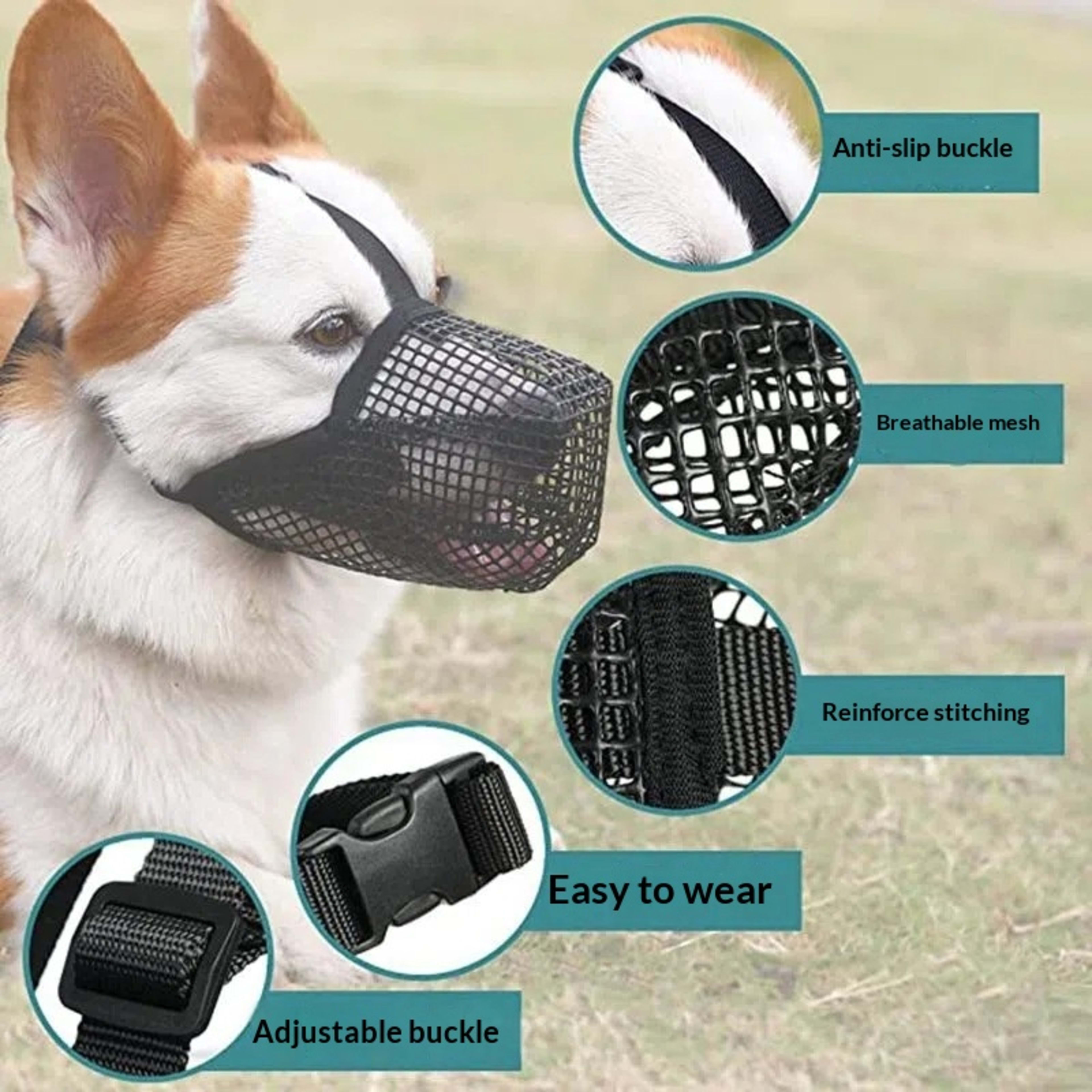 Dog Muzzle Mesh Breathable Pet 6