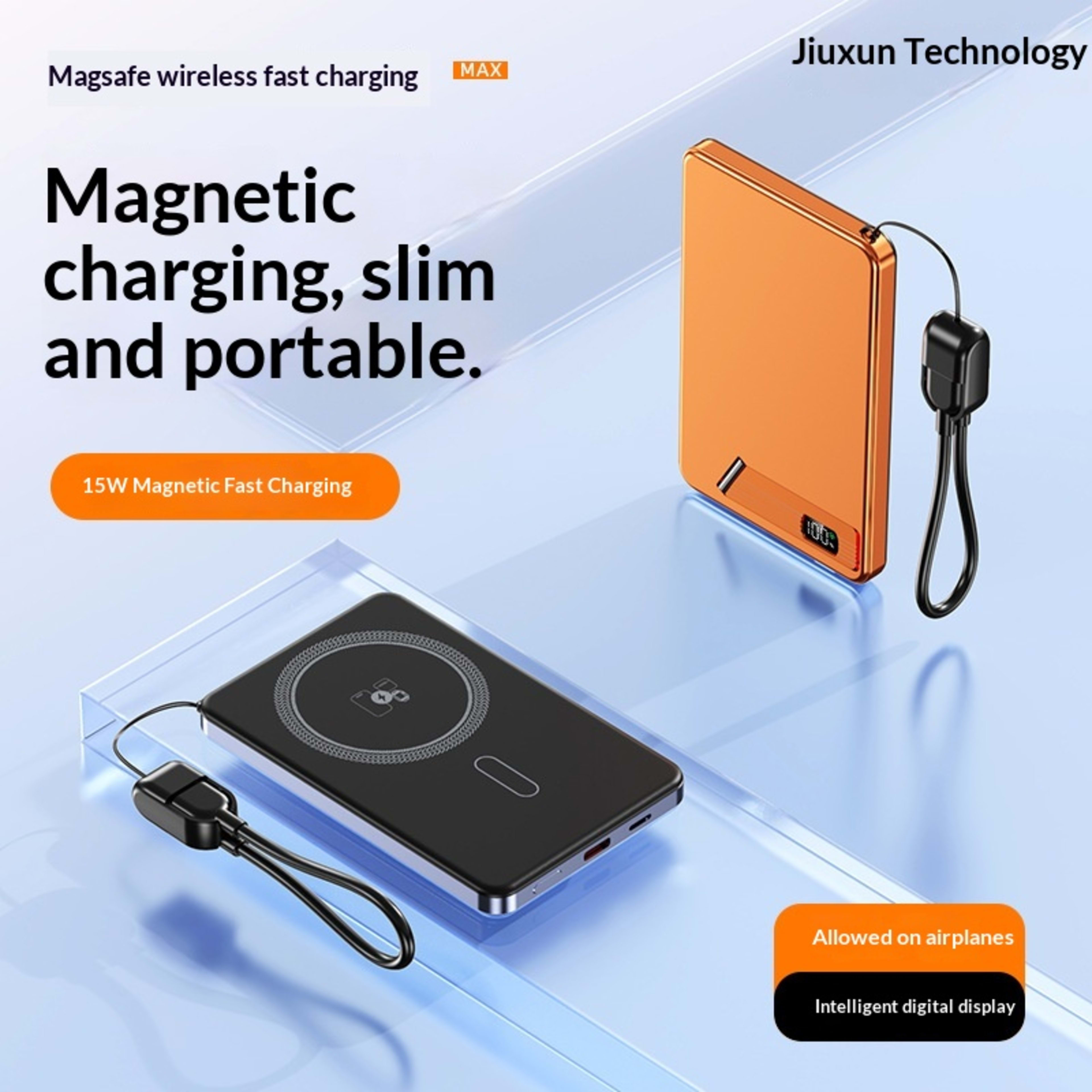 Ultra-thin Aluminum Alloy Magnetic Wireless Charging External Battery Power Bank 3