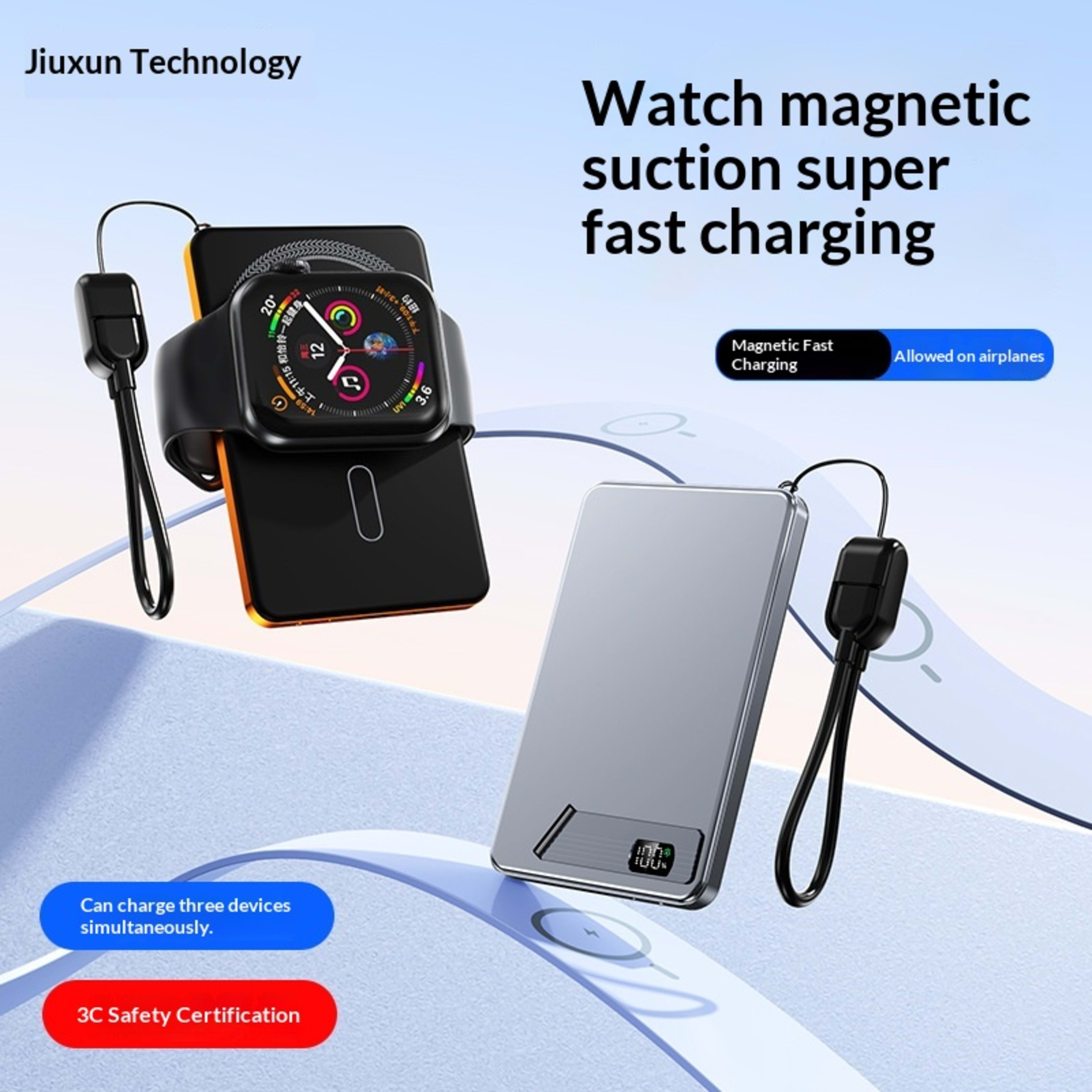 Ultra-thin Aluminum Alloy Magnetic Wireless Charging External Battery Power Bank 5
