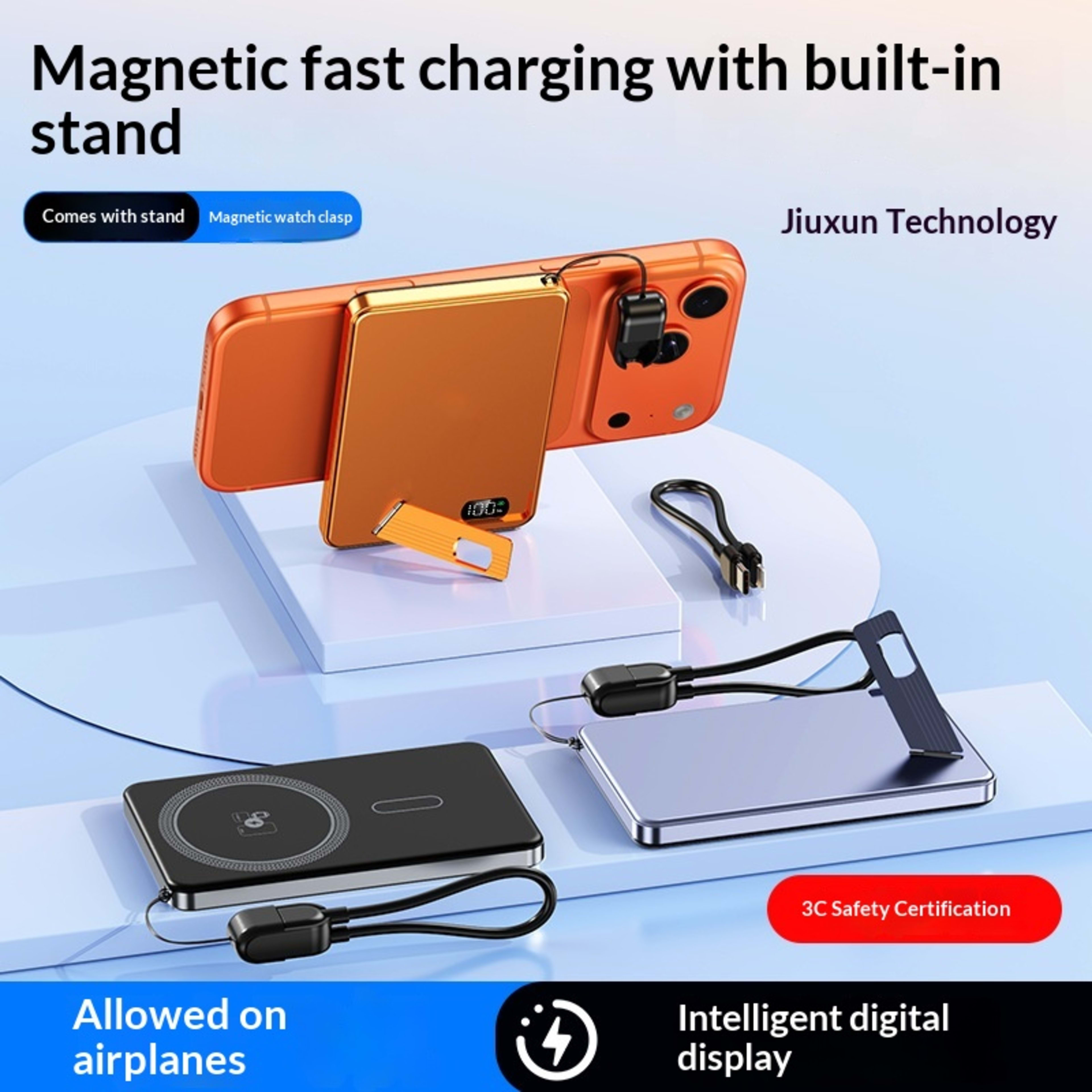 Ultra-thin Aluminum Alloy Magnetic Wireless Charging External Battery Power Bank 4