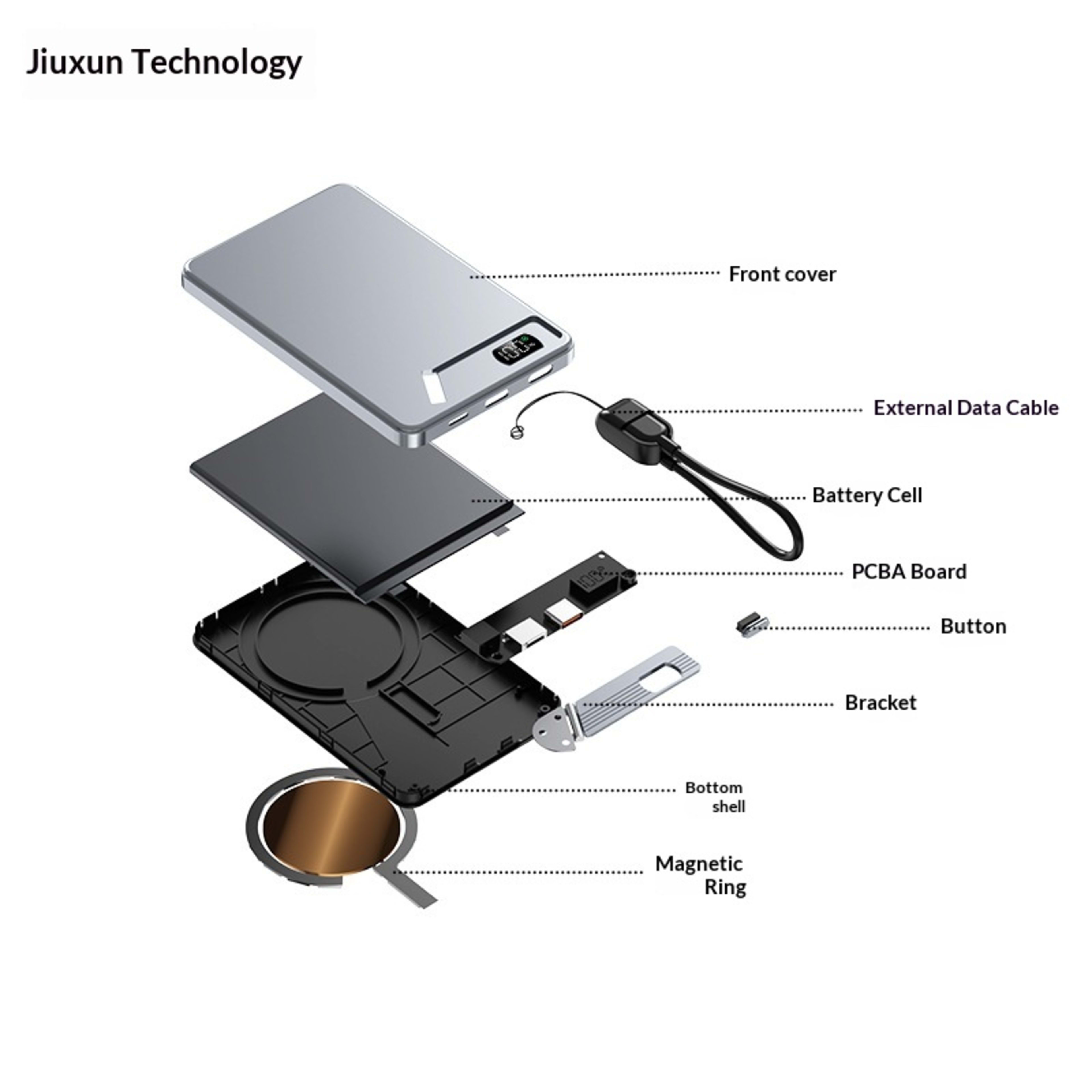 Ultra-thin Aluminum Alloy Magnetic Wireless Charging External Battery Power Bank 2