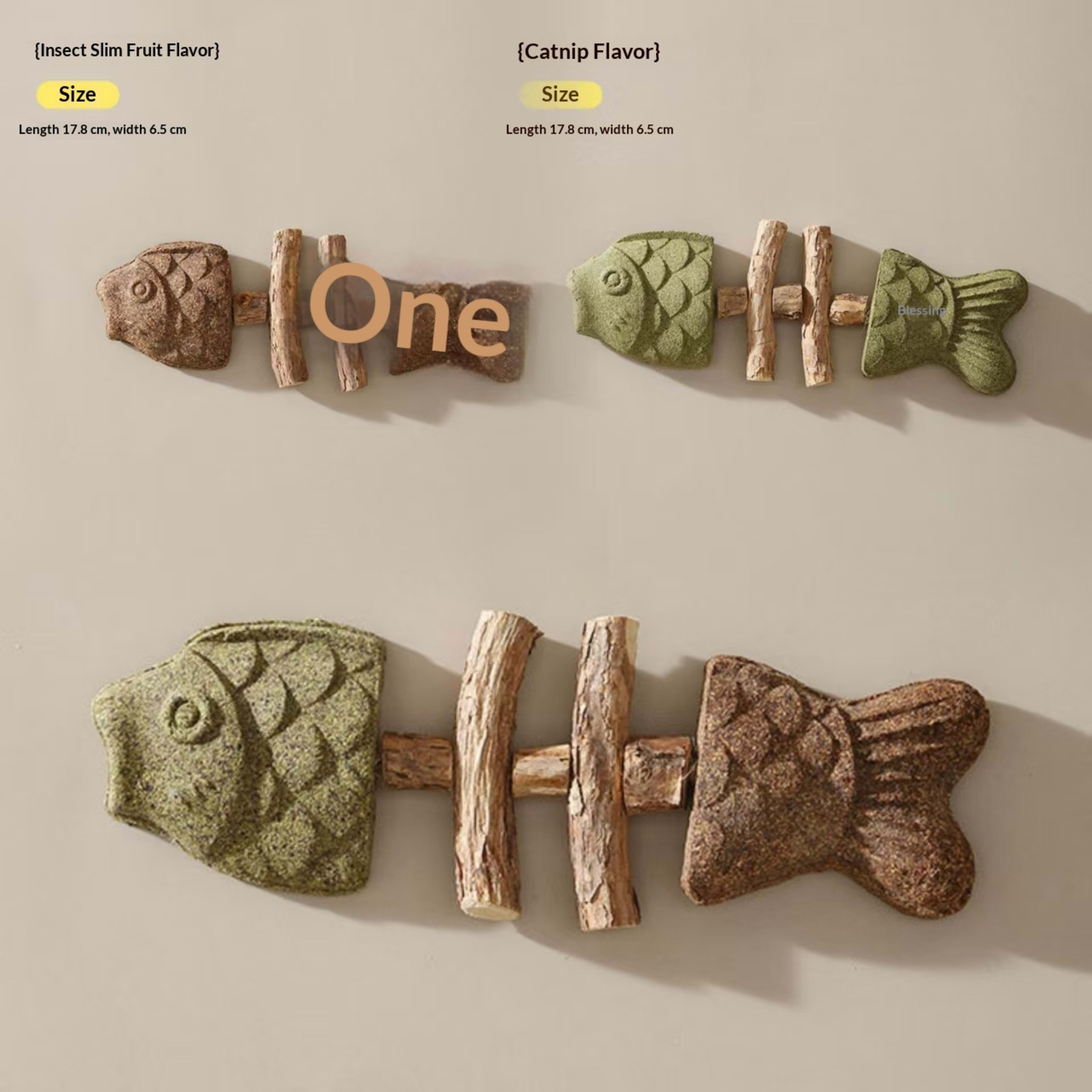 Cat Toy Fish Bone Wood
