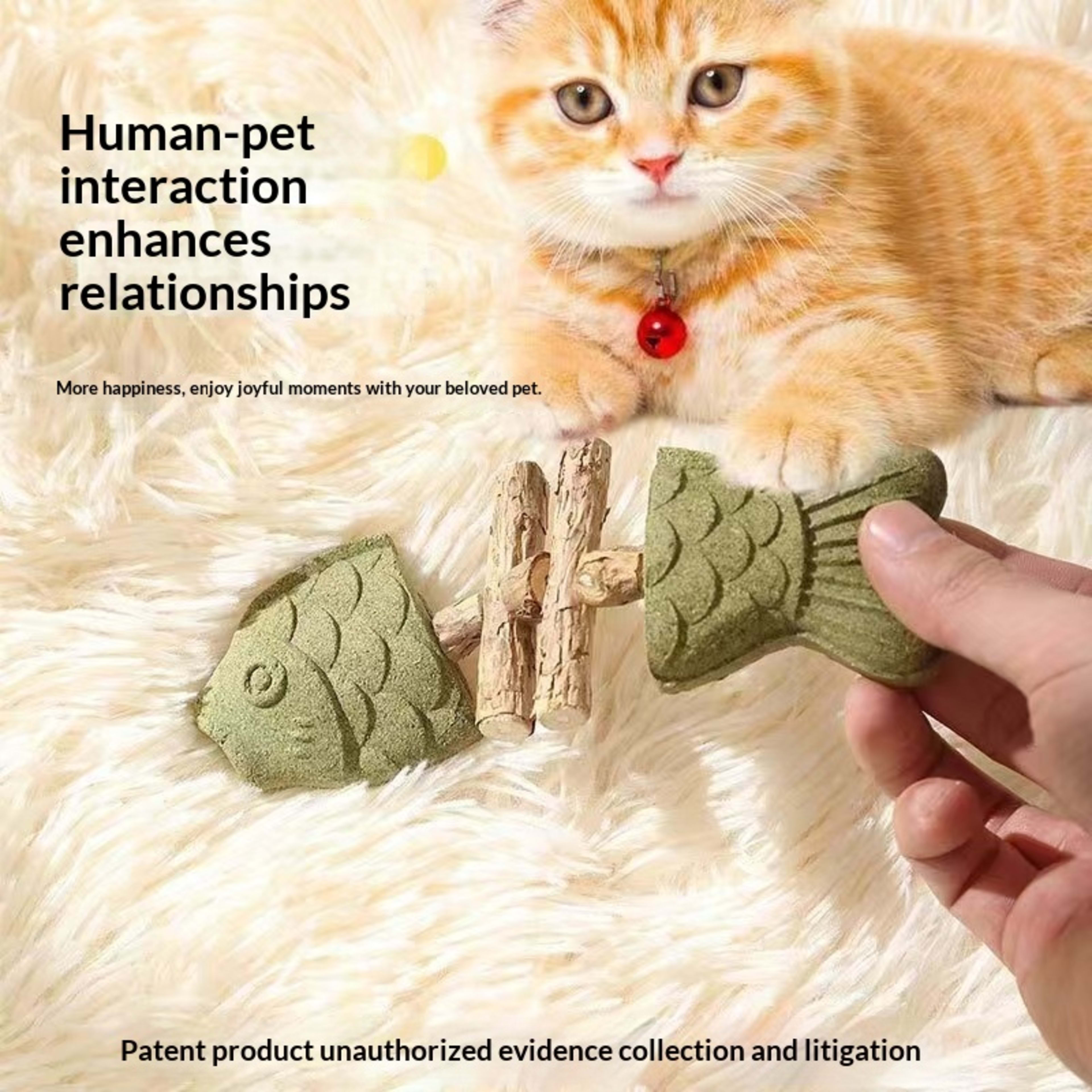 Cat Toy Fish Bone Wood 3