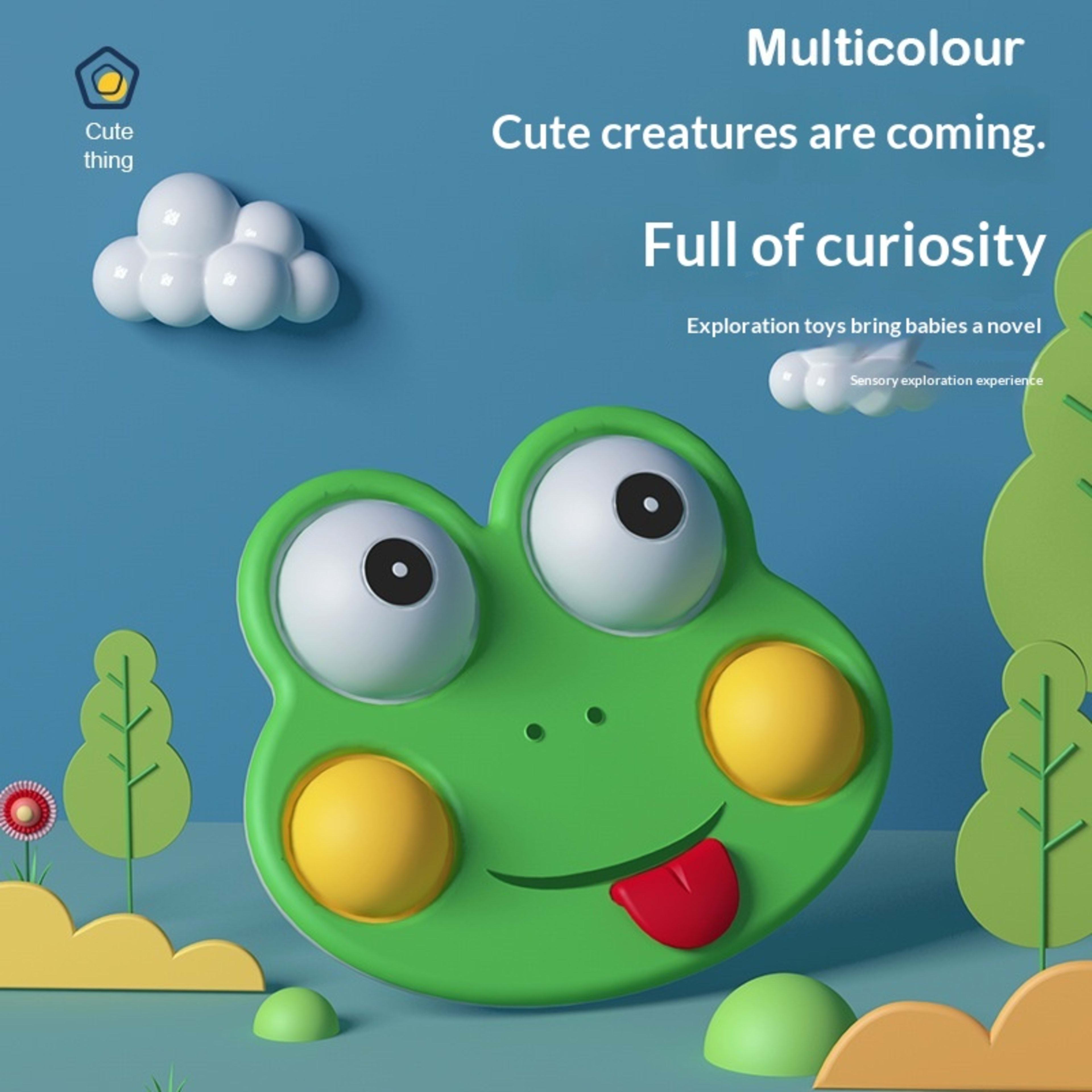 Cartoon-style Early-learning, Brain-training Colorful Hand-grab Board With Pressable Features For Children 2