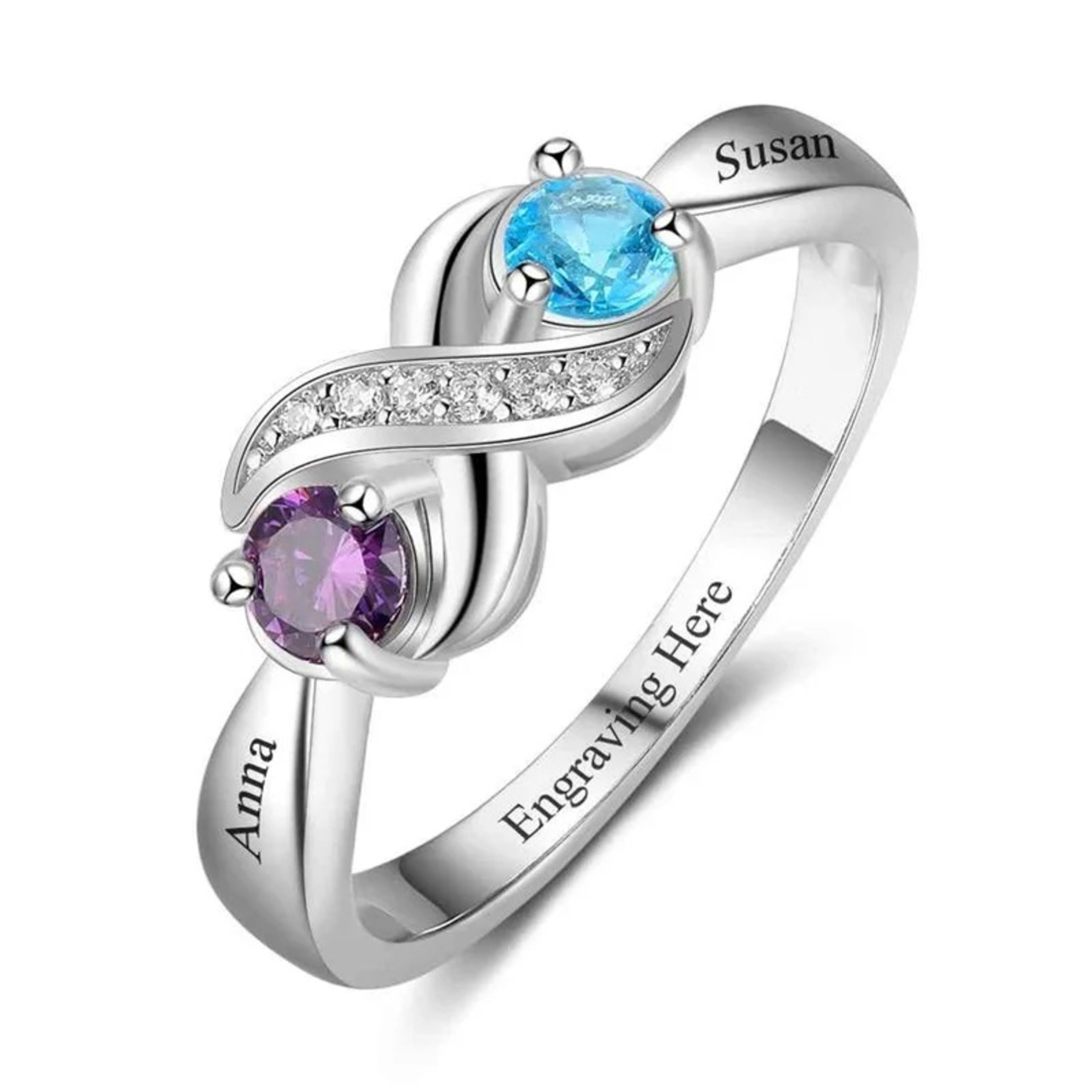 12th Birthday Stone Love Heart Ring Female 3